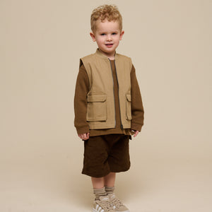 Textured Long Sleeve T-Shirt - Kids - Coffee | 100705 Malthe