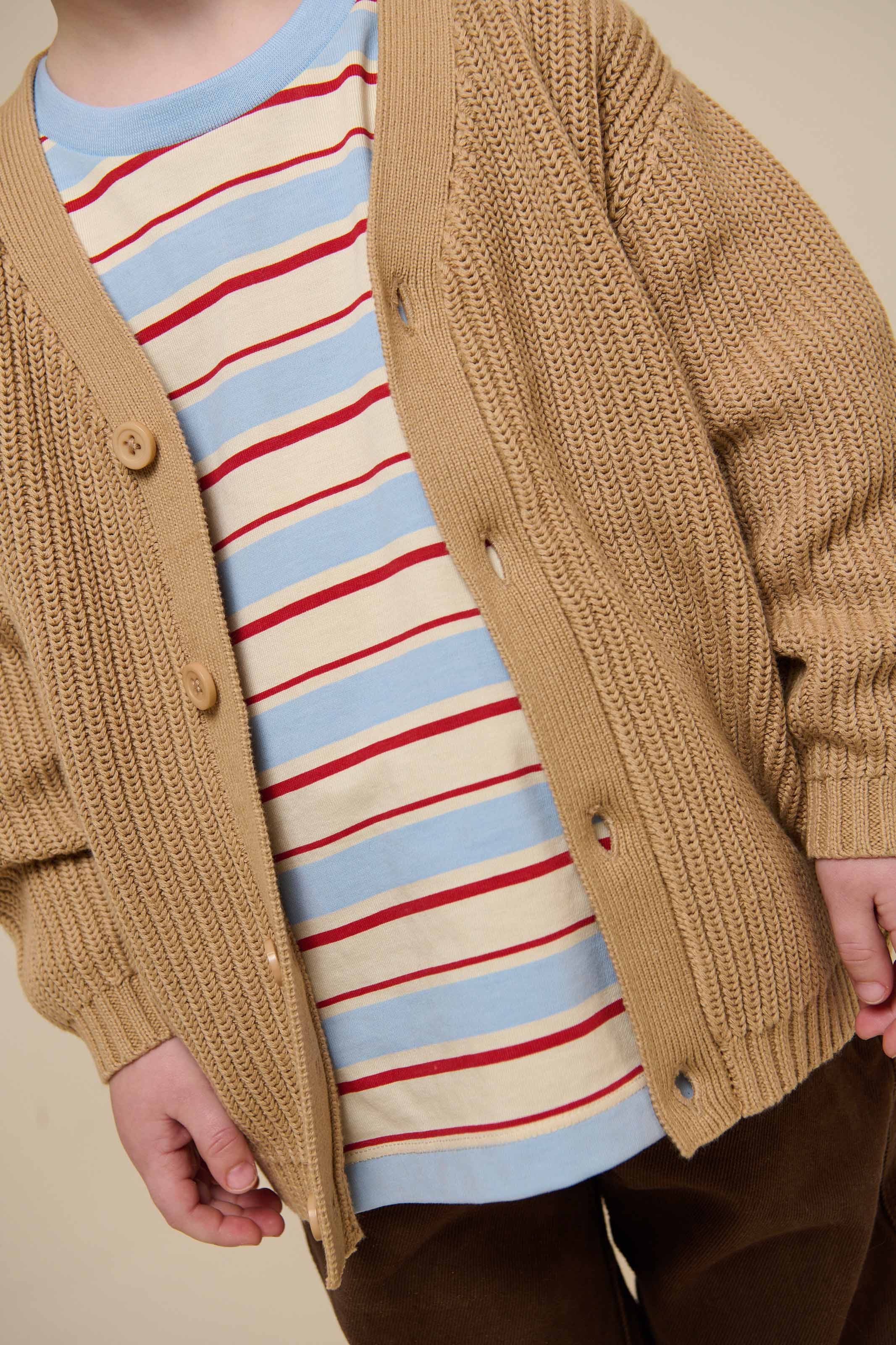 Brioche Stitch Cardigan - Kids - Beige | 101245 Clark