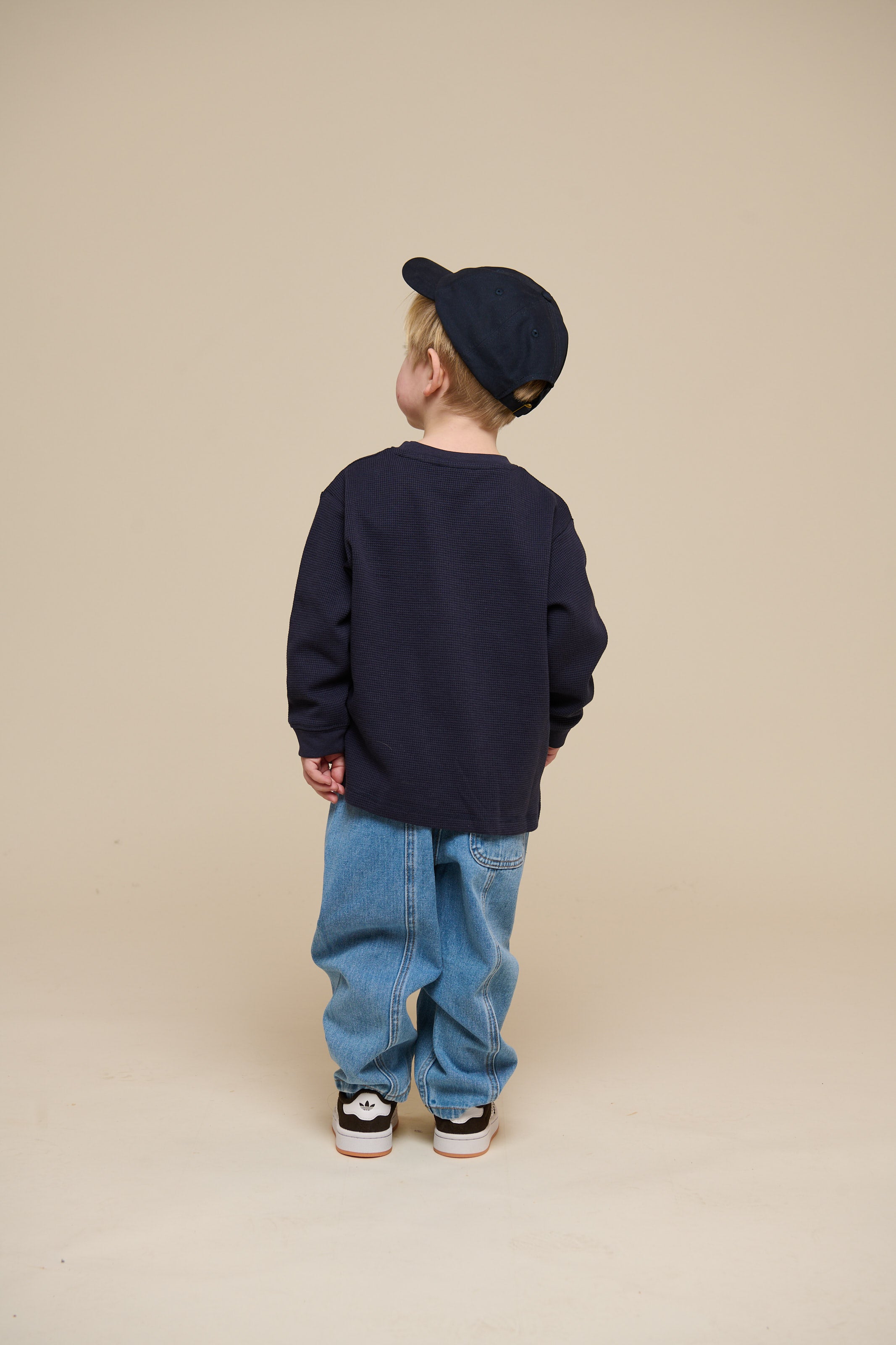 Textured Long Sleeve T-Shirt - Kids - Navy | 100703 Malthe