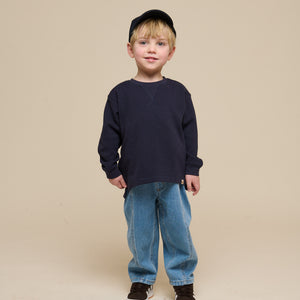Textured Long Sleeve T-Shirt - Kids - Navy | 100703 Malthe