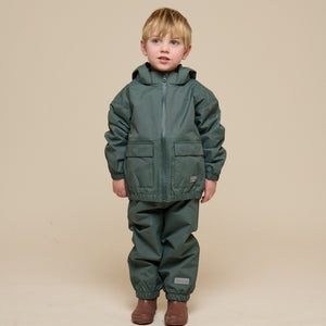Shell Jacket with Patch Pocket - Kids - Dusty Dark Green | 100501 Luke