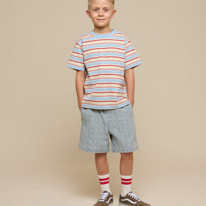 Retro Striped T-shirt - Tween - Powder Blue | 101276 Steven