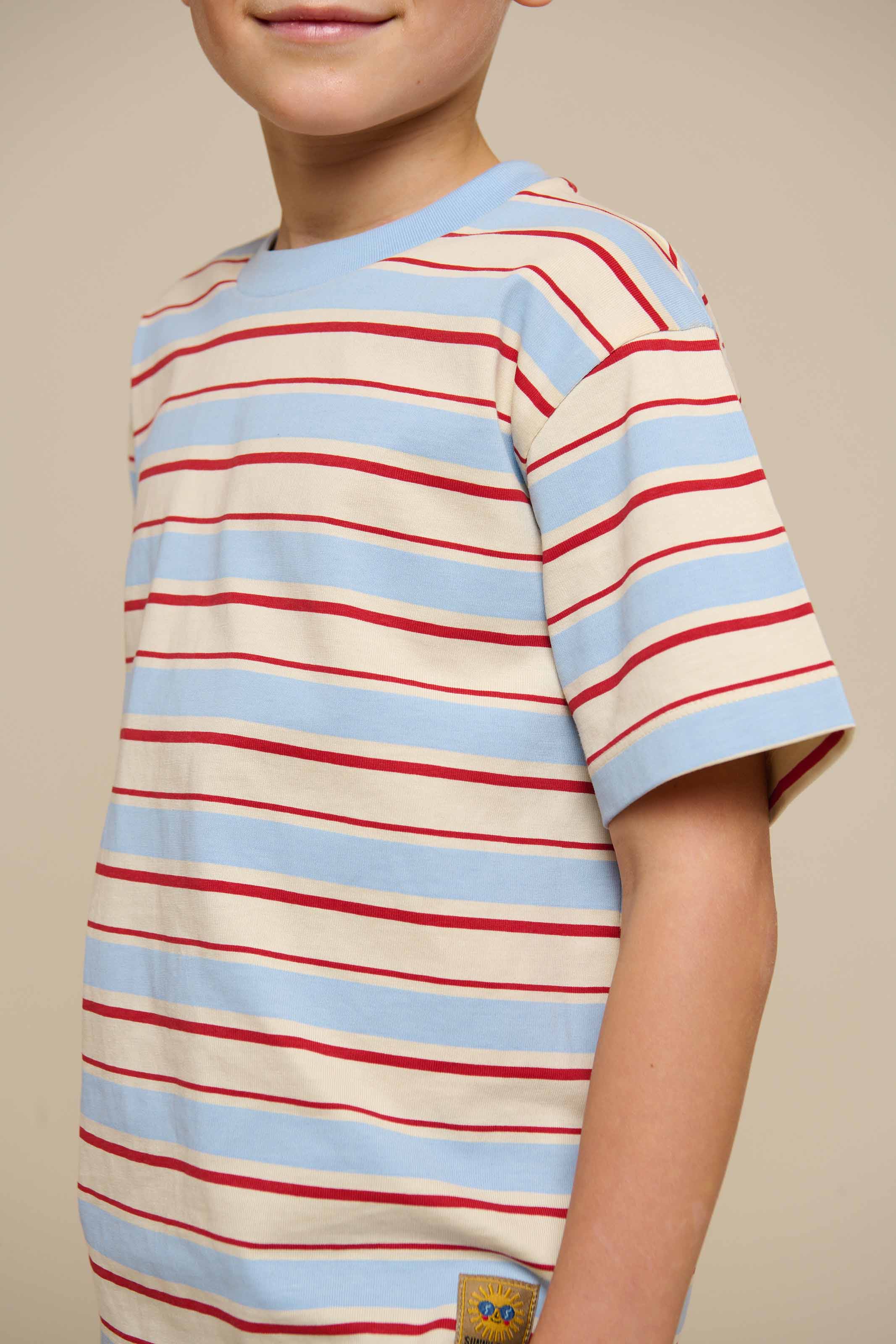Retro Striped T-shirt - Tween - Powder Blue | 101276 Steven