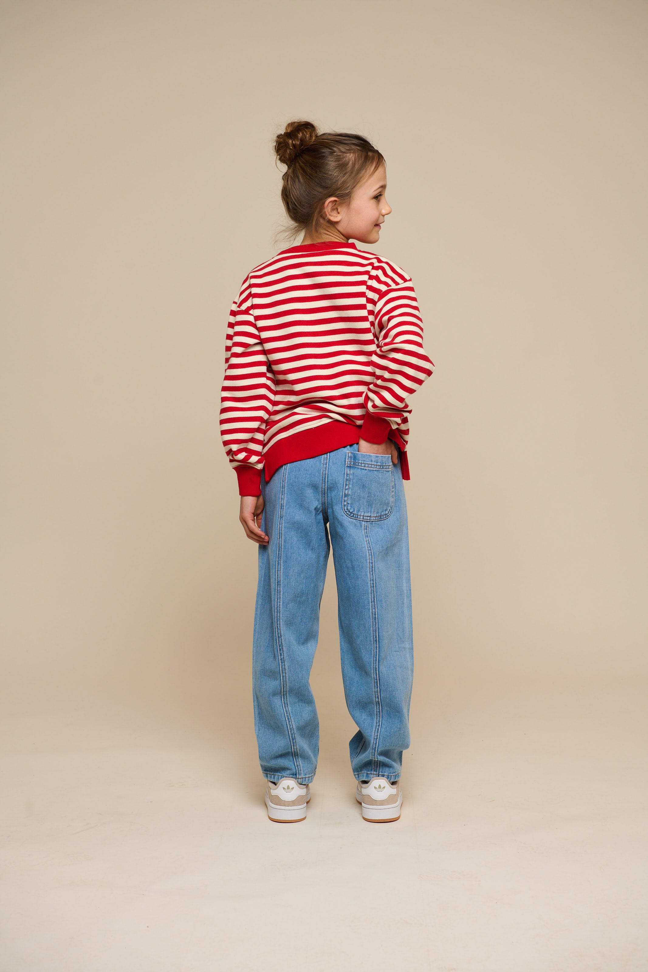 Striped Crewneck Sweatshirt - Tween - Cherry Red Stripe | 101343 Daniella