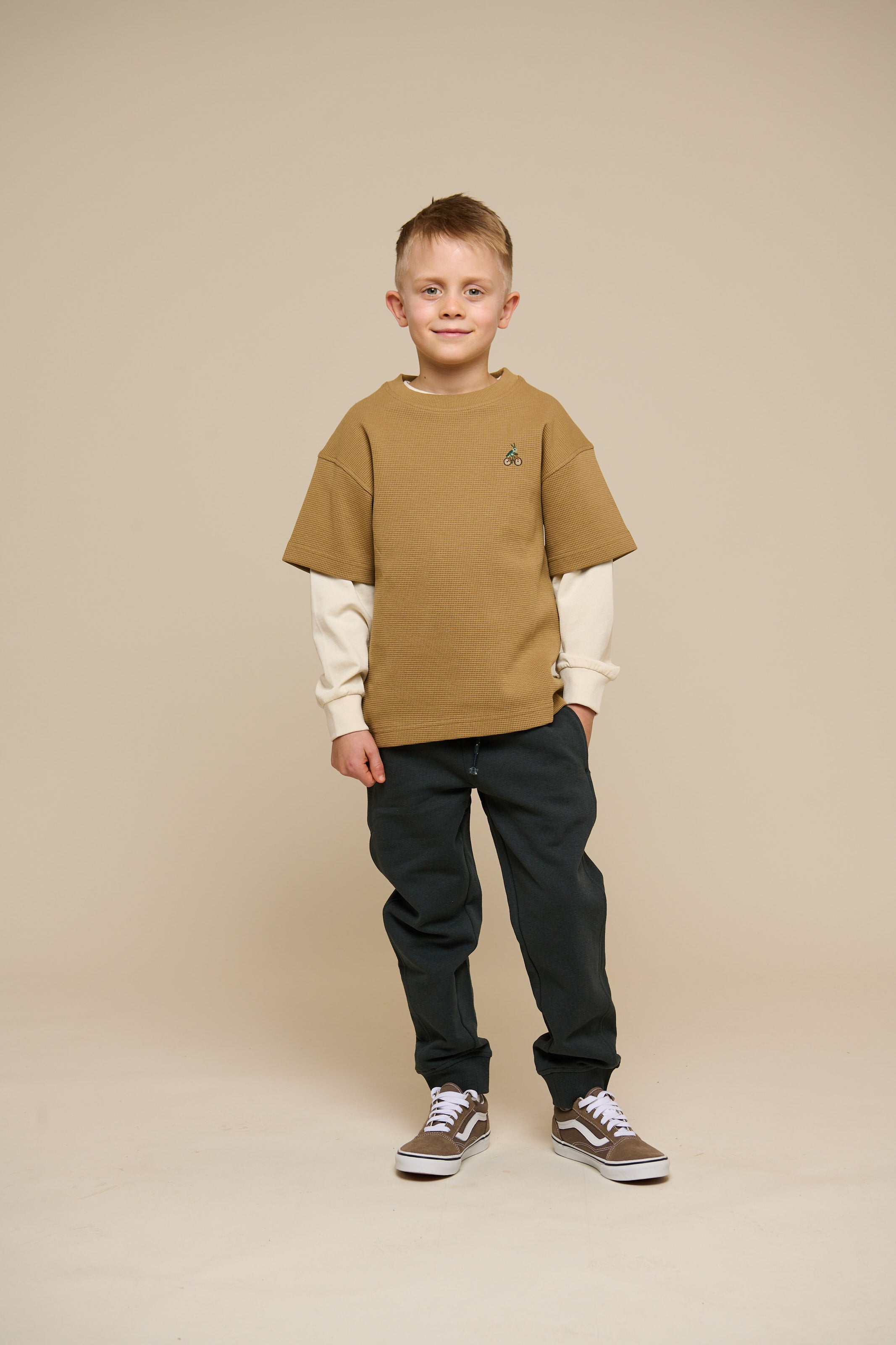 Waffle T-shirt - Tween - Khaki | 101149 Evan