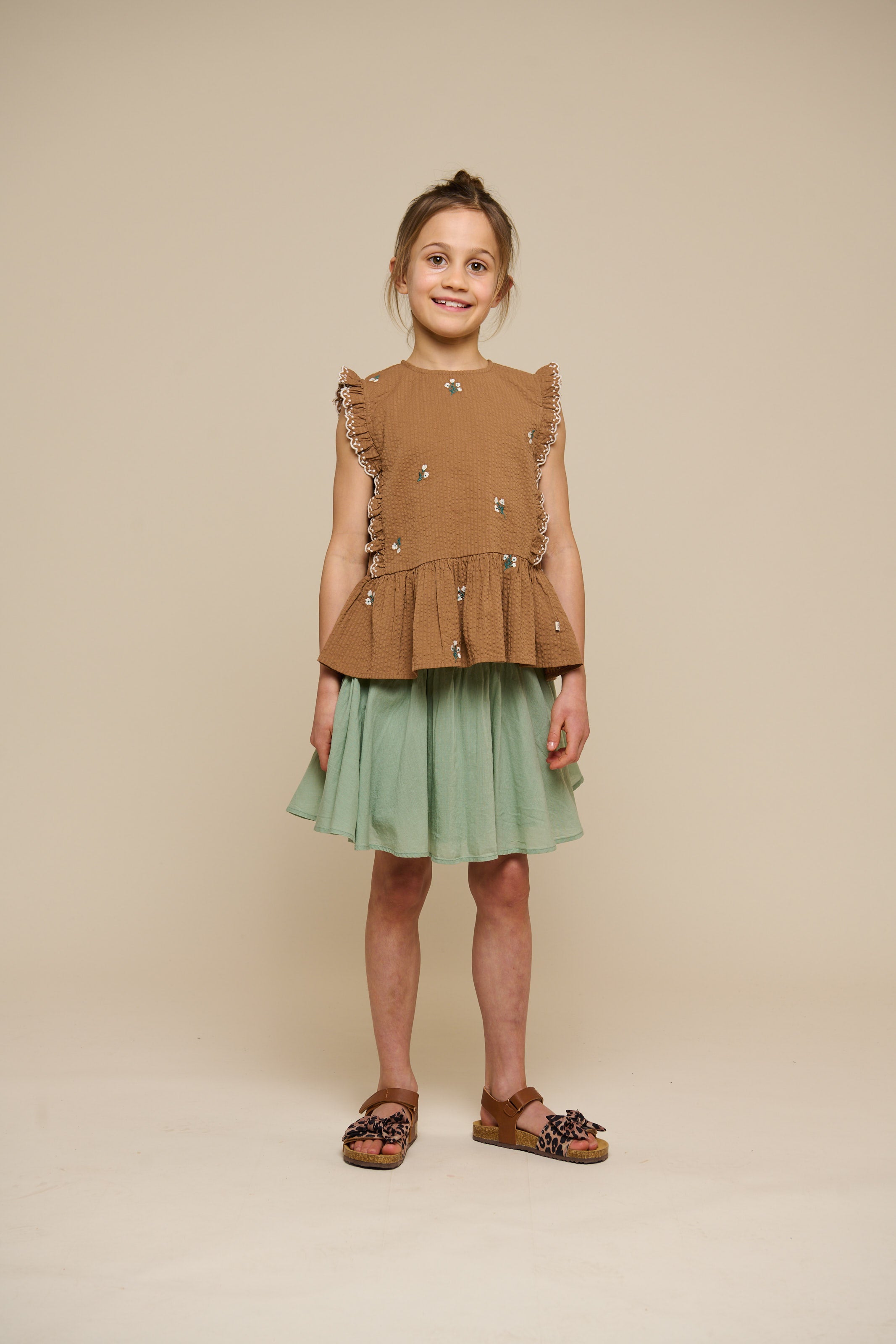 Cotton Skirt with Ric Rac Frill - Tween - Dusty Green | 101069 Alma