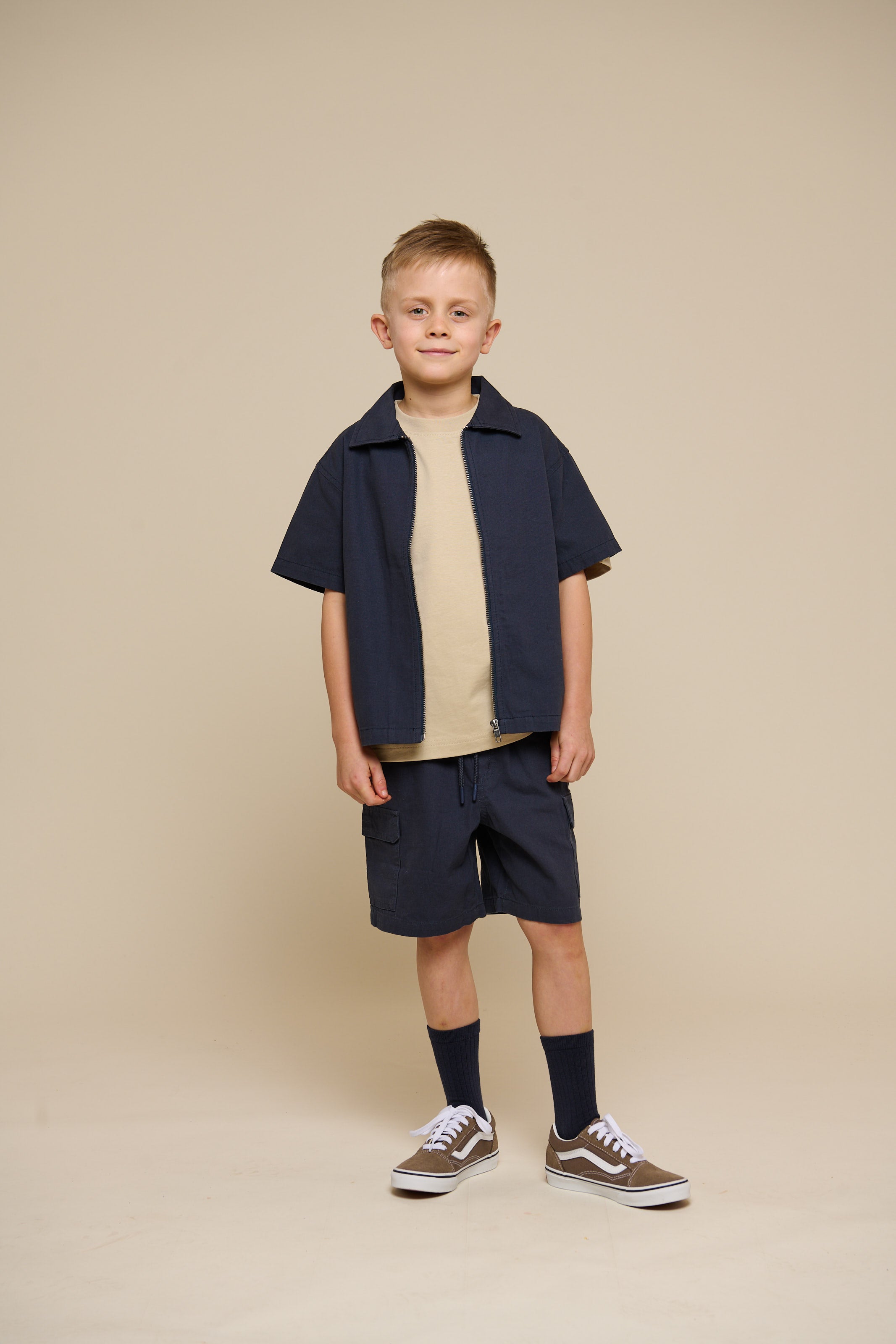 Canvas Shirt Jacket with Zipper - Kids - Navy | 101126 Isack