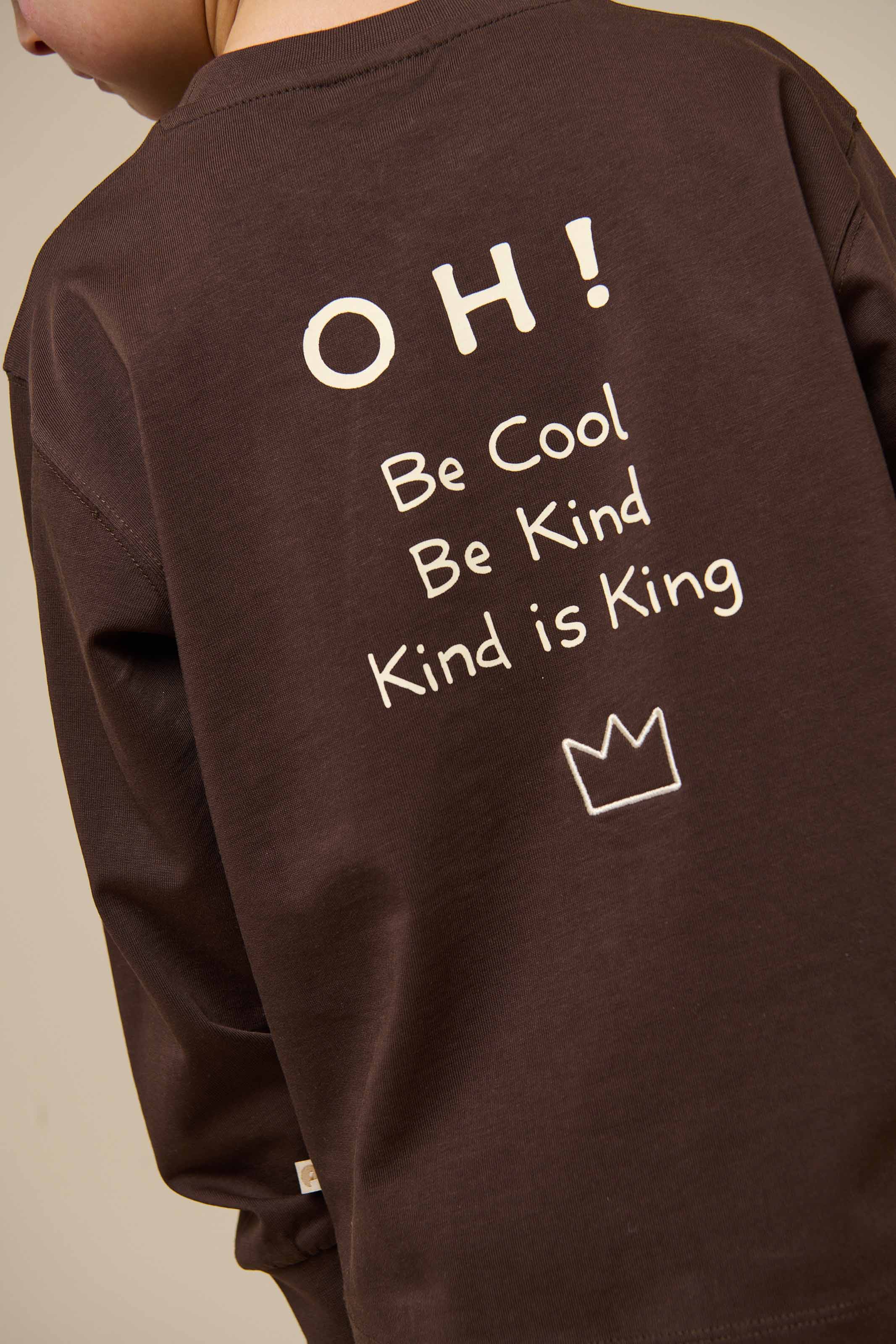 Oversized Long Sleeve T-shirt - Tween - Chocolate | 100852 August