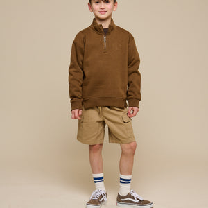 Half Zip Sweatshirt - Tween - Coffee | 100809 Tristan