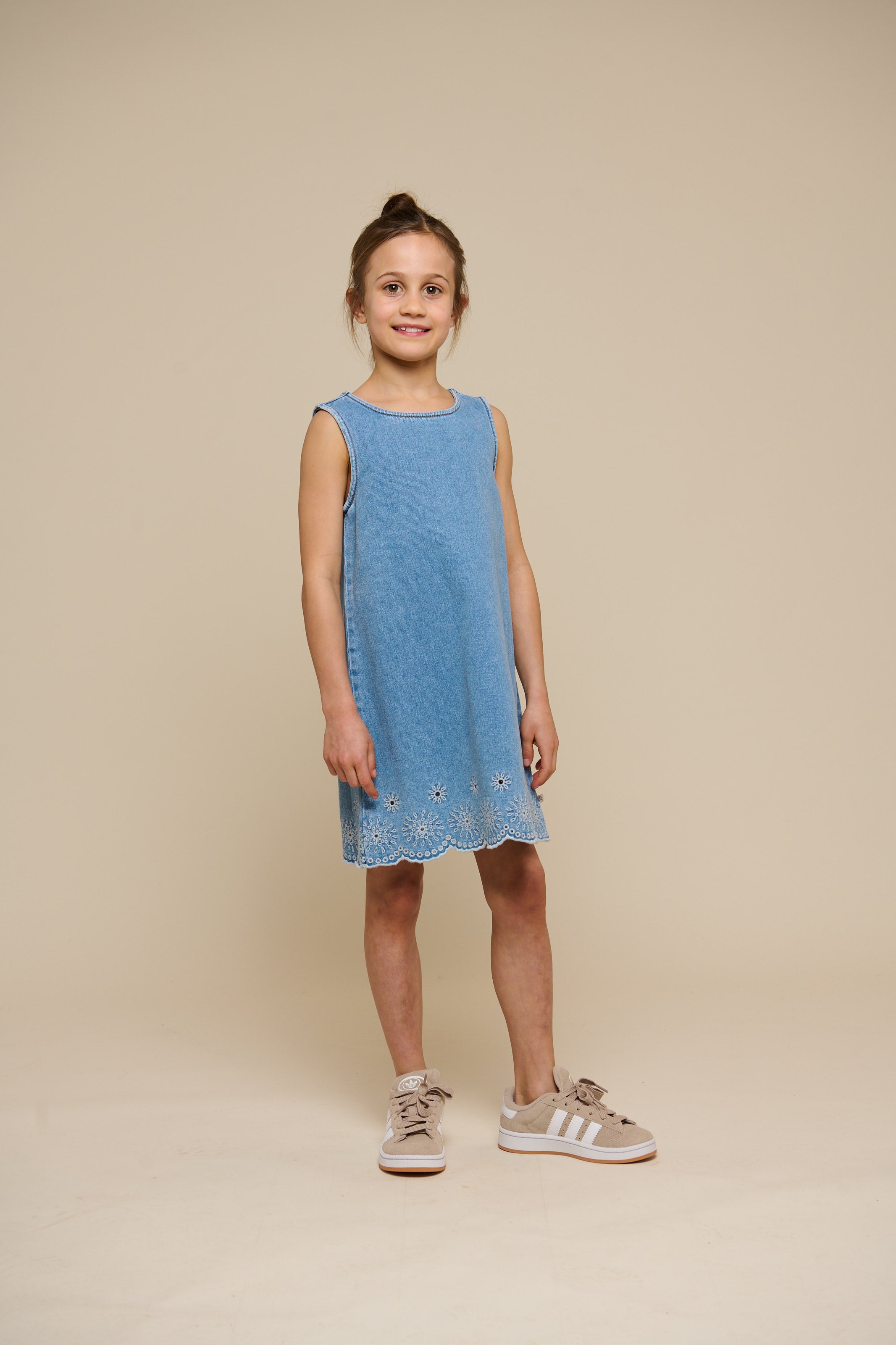 Embroidered Denim Mini Dress - Tween - Light Blue Denim | 101019 Vera