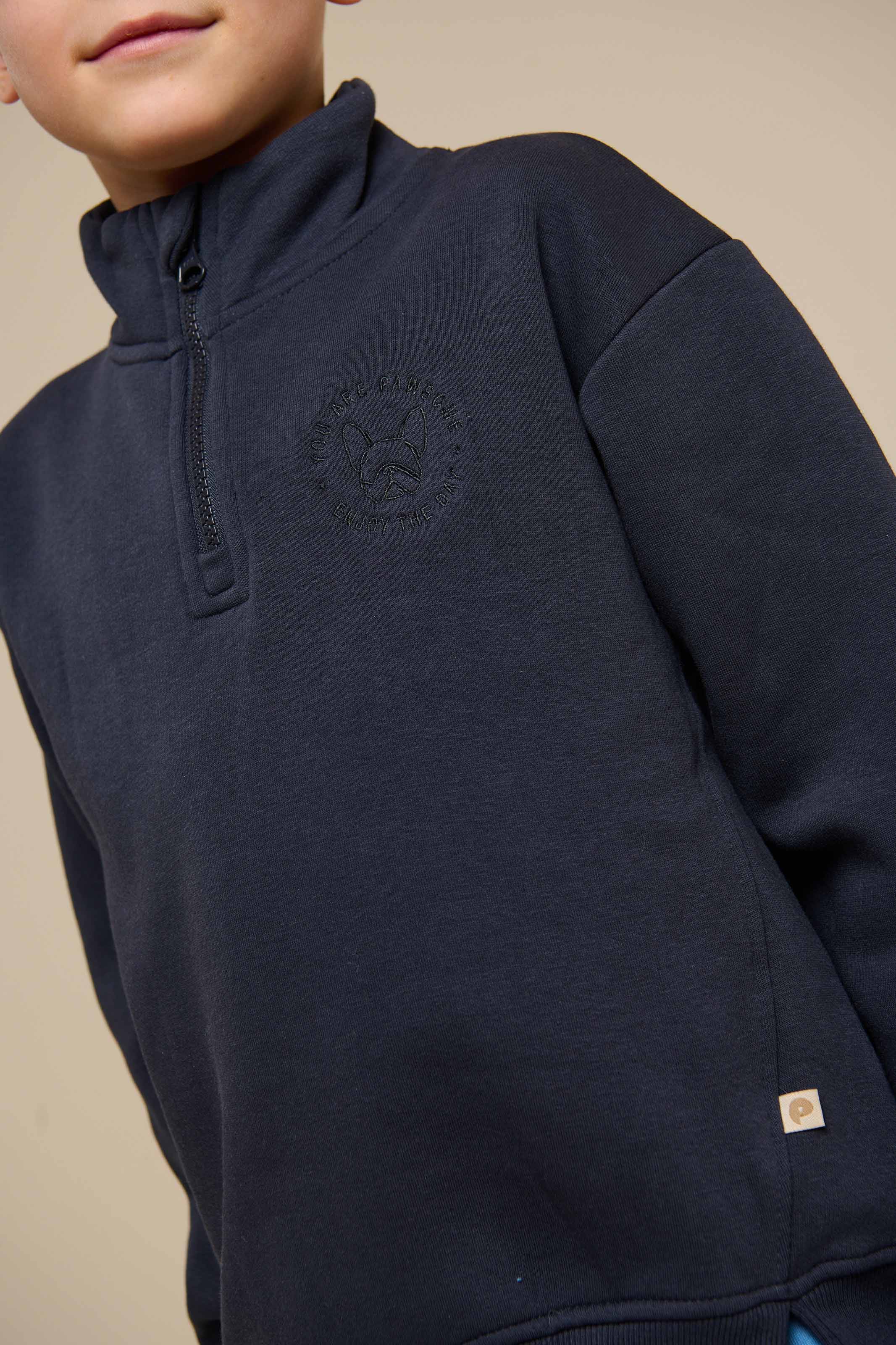 Half Zip Sweatshirt - Tween - Navy | 100807 Tristan