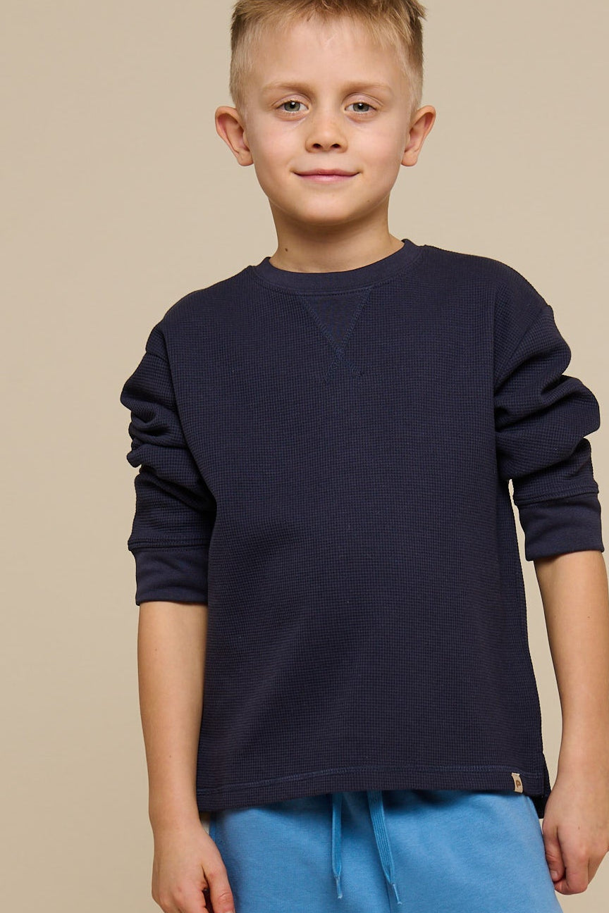 Textured Long Sleeve T-Shirt - Tween - Navy | 100704 Malthe