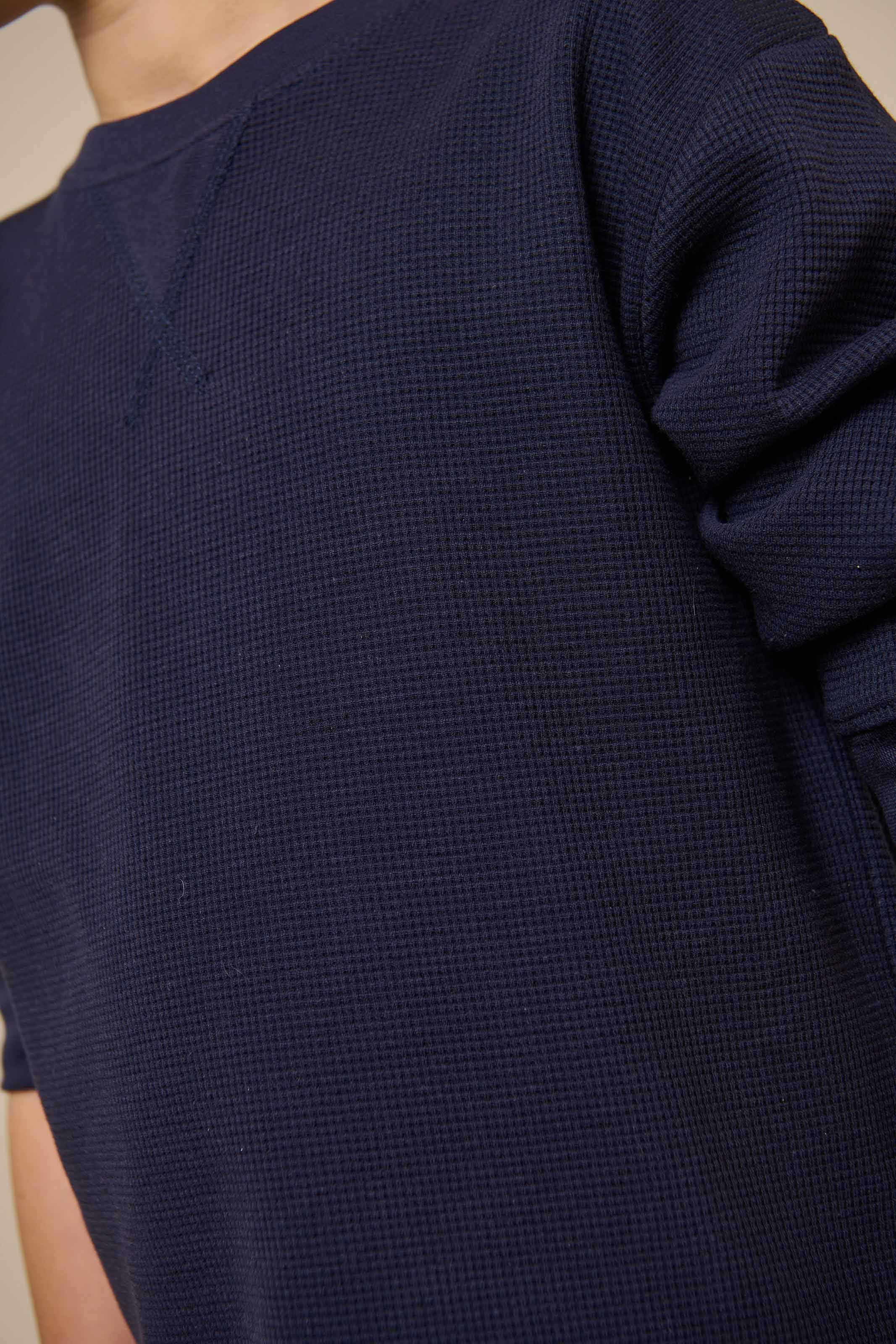 Textured Long Sleeve T-Shirt - Kids - Navy | 100703 Malthe