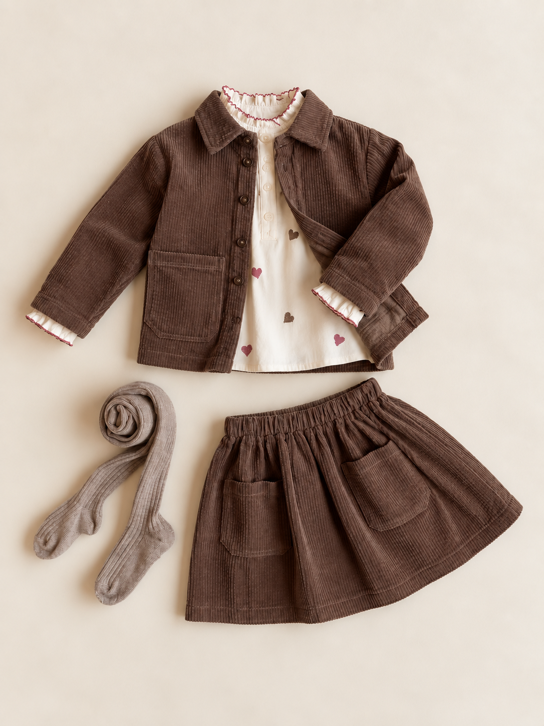 Corduroy Overshirt with Oversized Pockets - Kids - Brown | 101681 Greta
