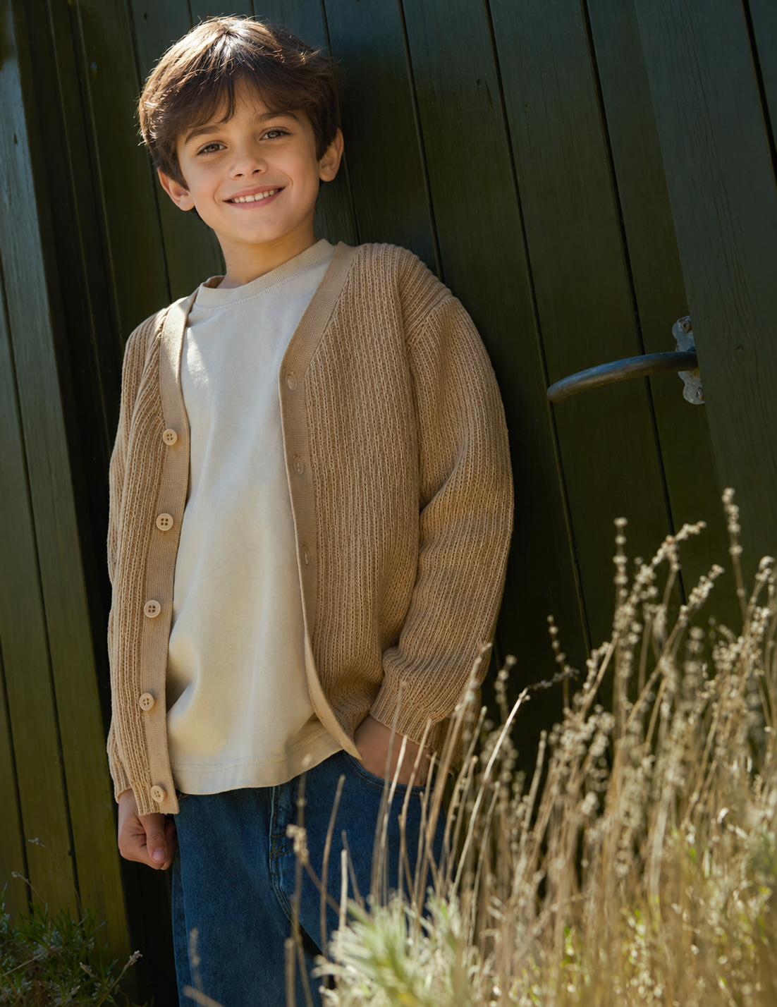 Brioche Stitch Cardigan - Tween - Beige | 101246 Clark
