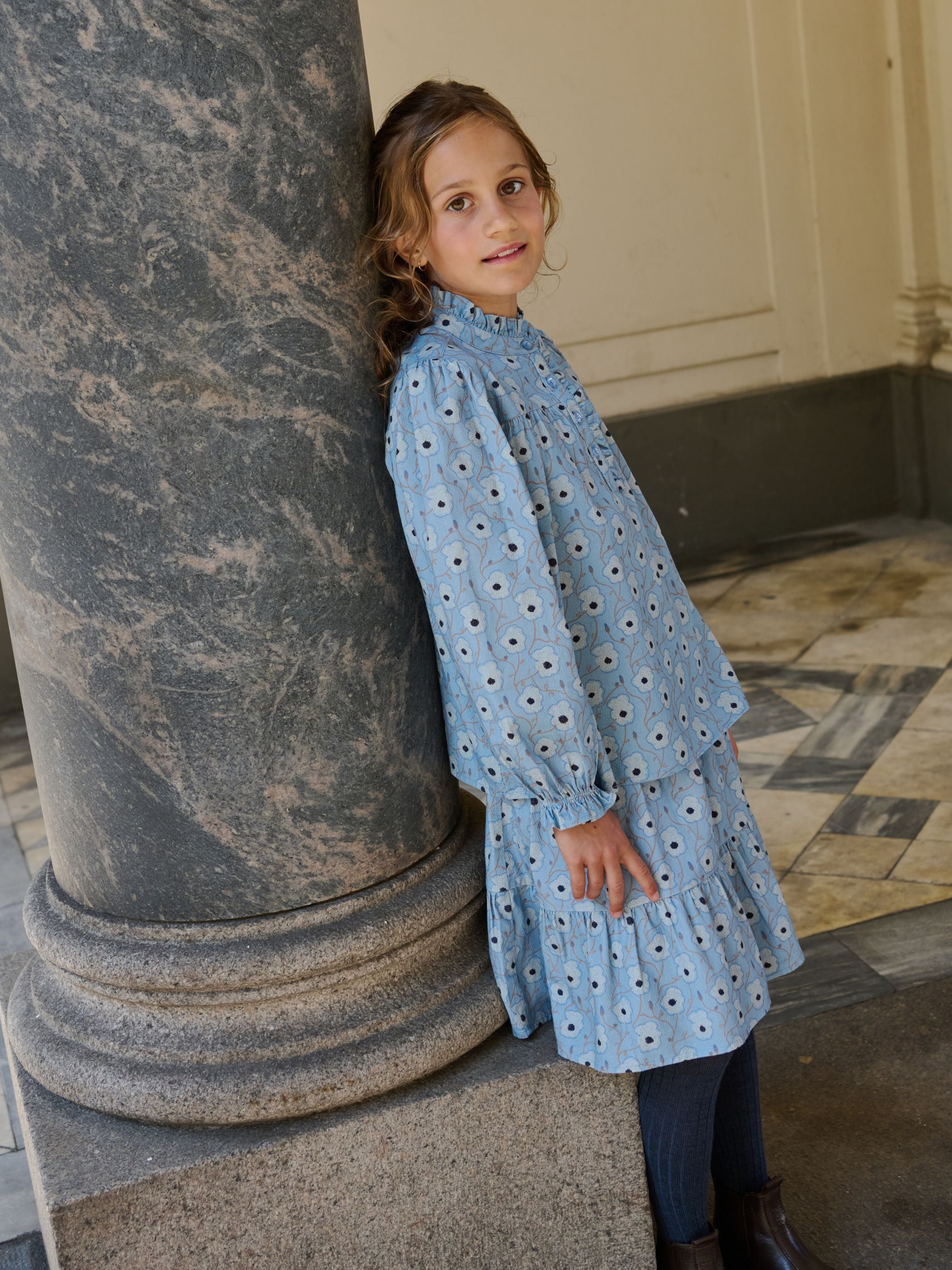 Floral Cotton Blouse - Tween - Blue/Brown | 101436 Nova