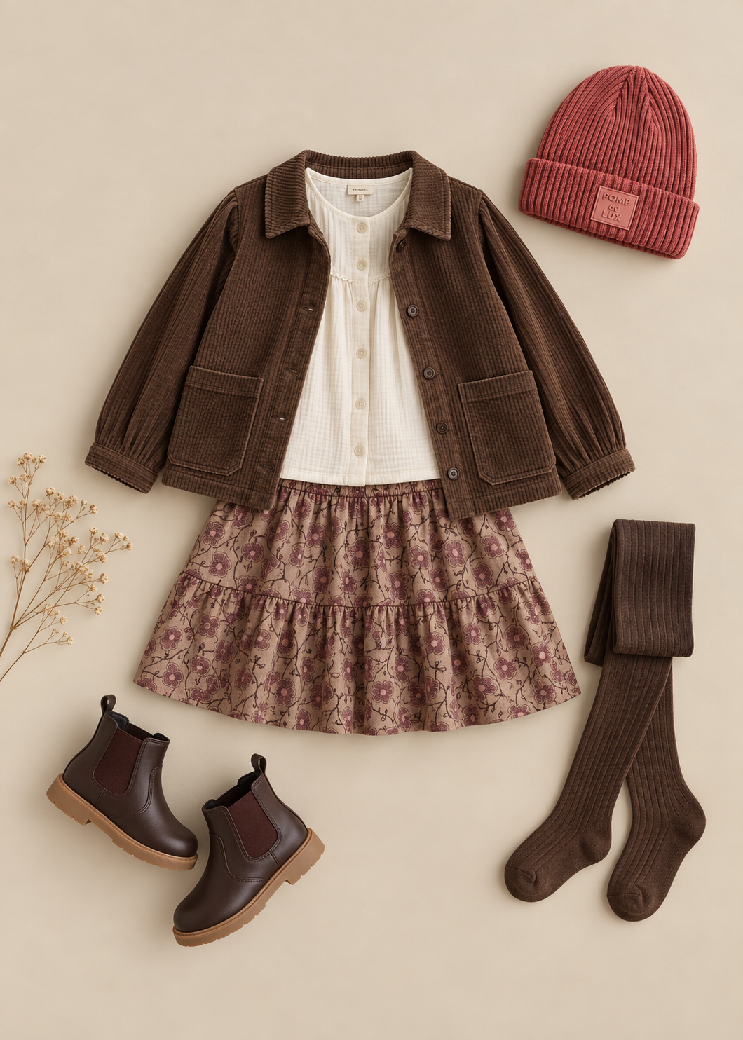 Corduroy Overshirt with Oversized Pockets - Kids - Brown | 101681 Greta
