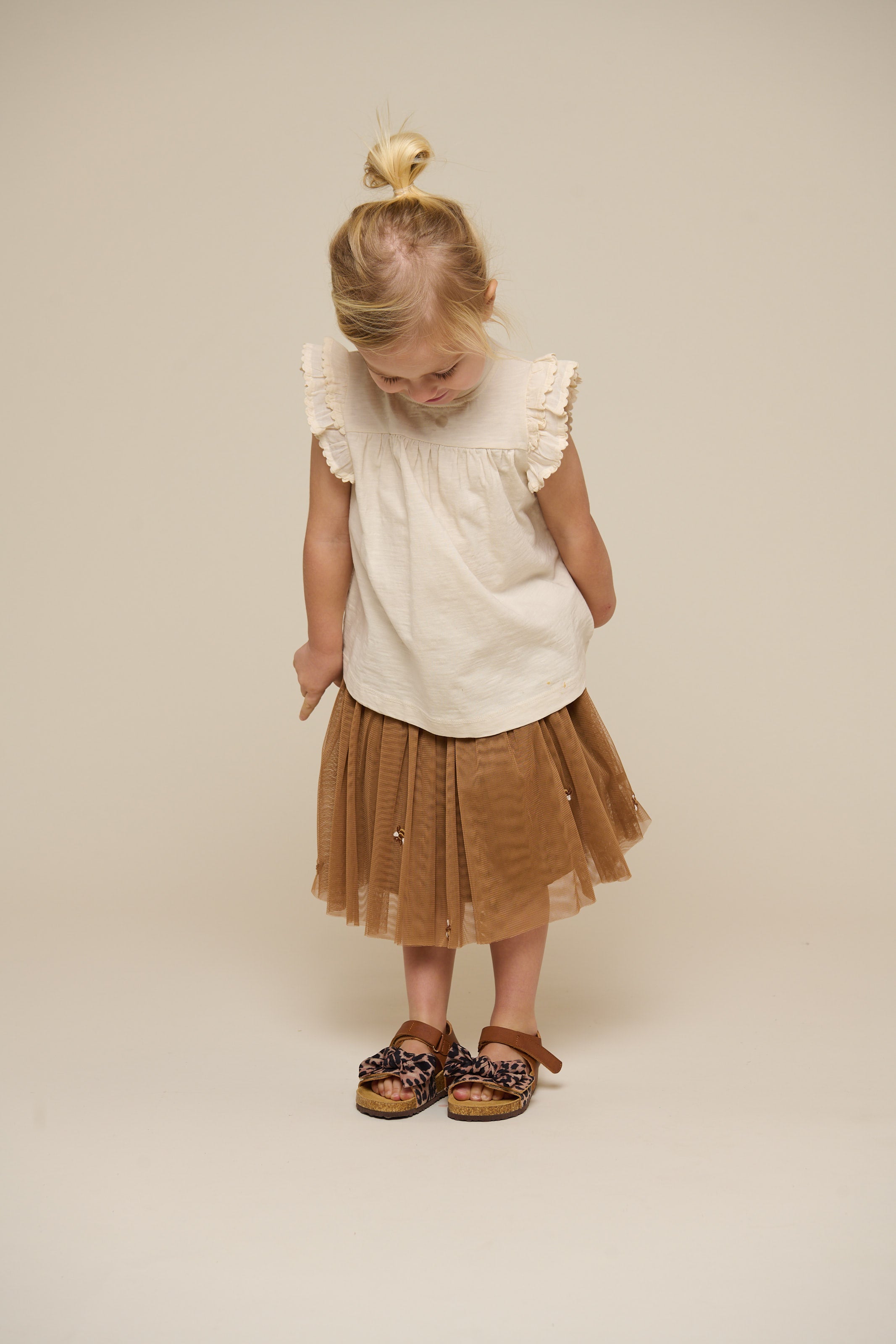 Jersey Blouse with Ric Rac Frill - Kids - Offwhite | 101040 Gabriella