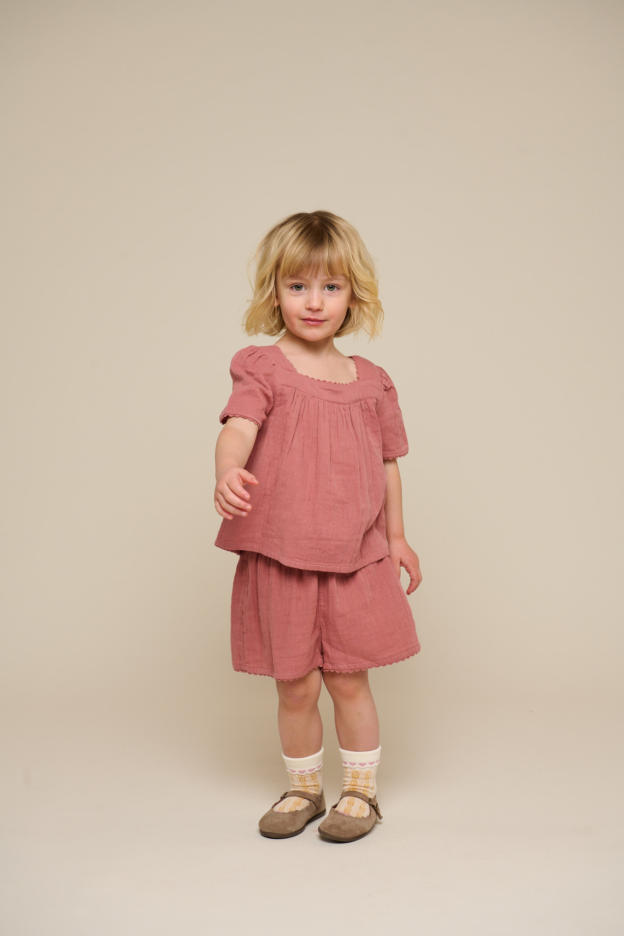 Gauze Shorts - Kids - Old Rose | 100926 Jasmine