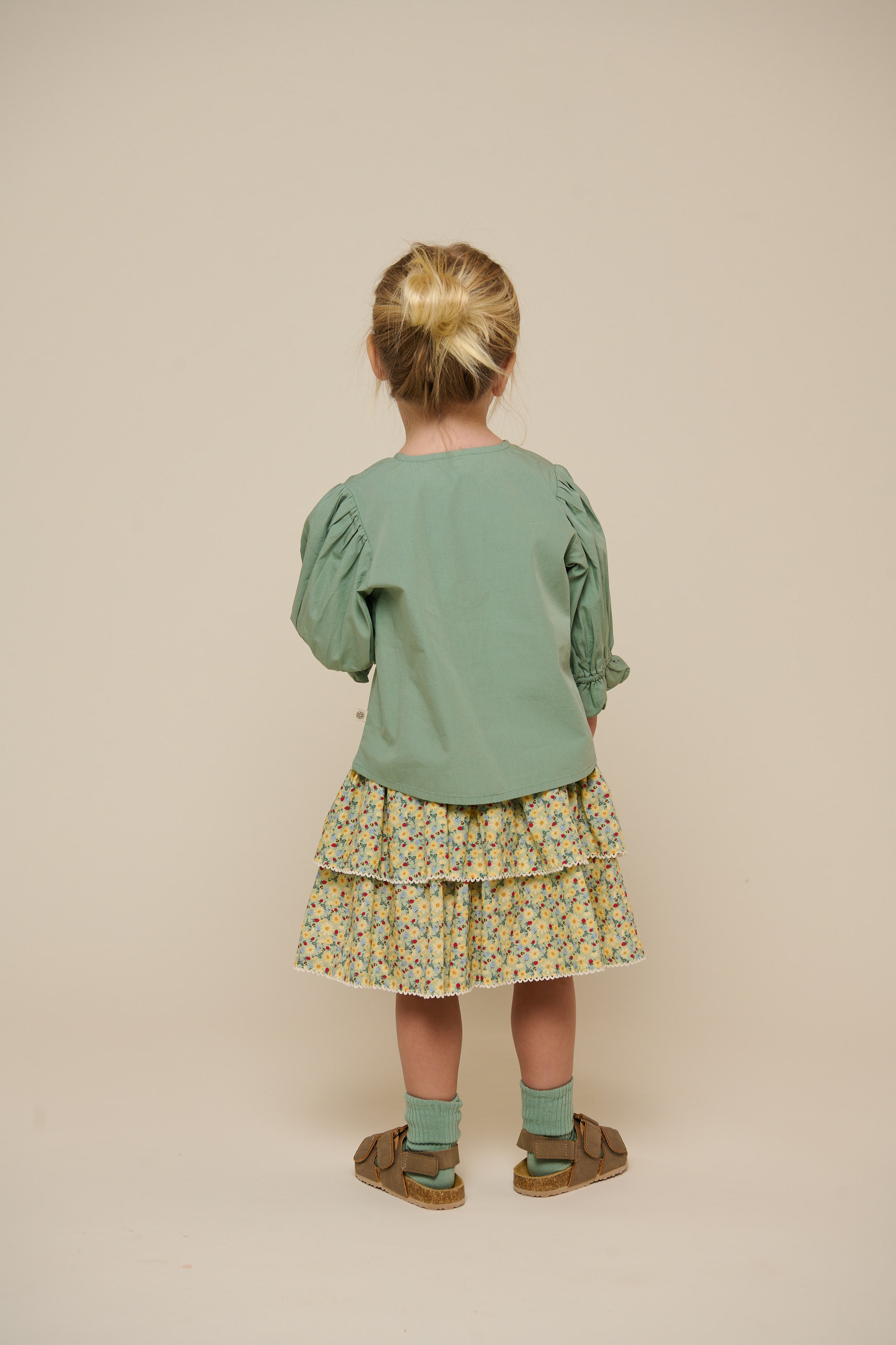 Poplin Blouse with Scallop Edge - Kids - Dusty Green | 101047 Joy