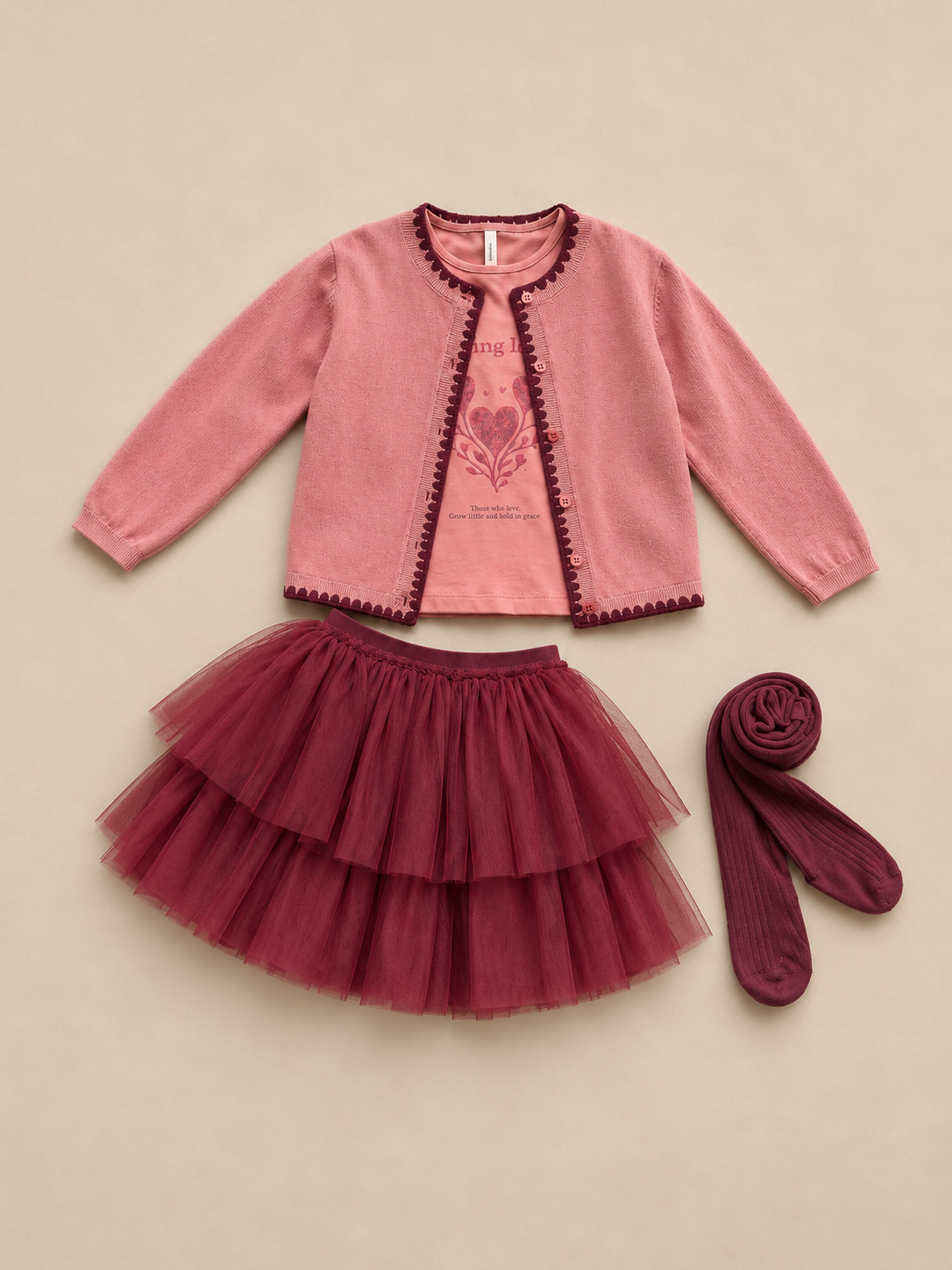 Long-Sleeve T-Shirt with Front Print - Kids - Dusty Rose | 101713 Piper