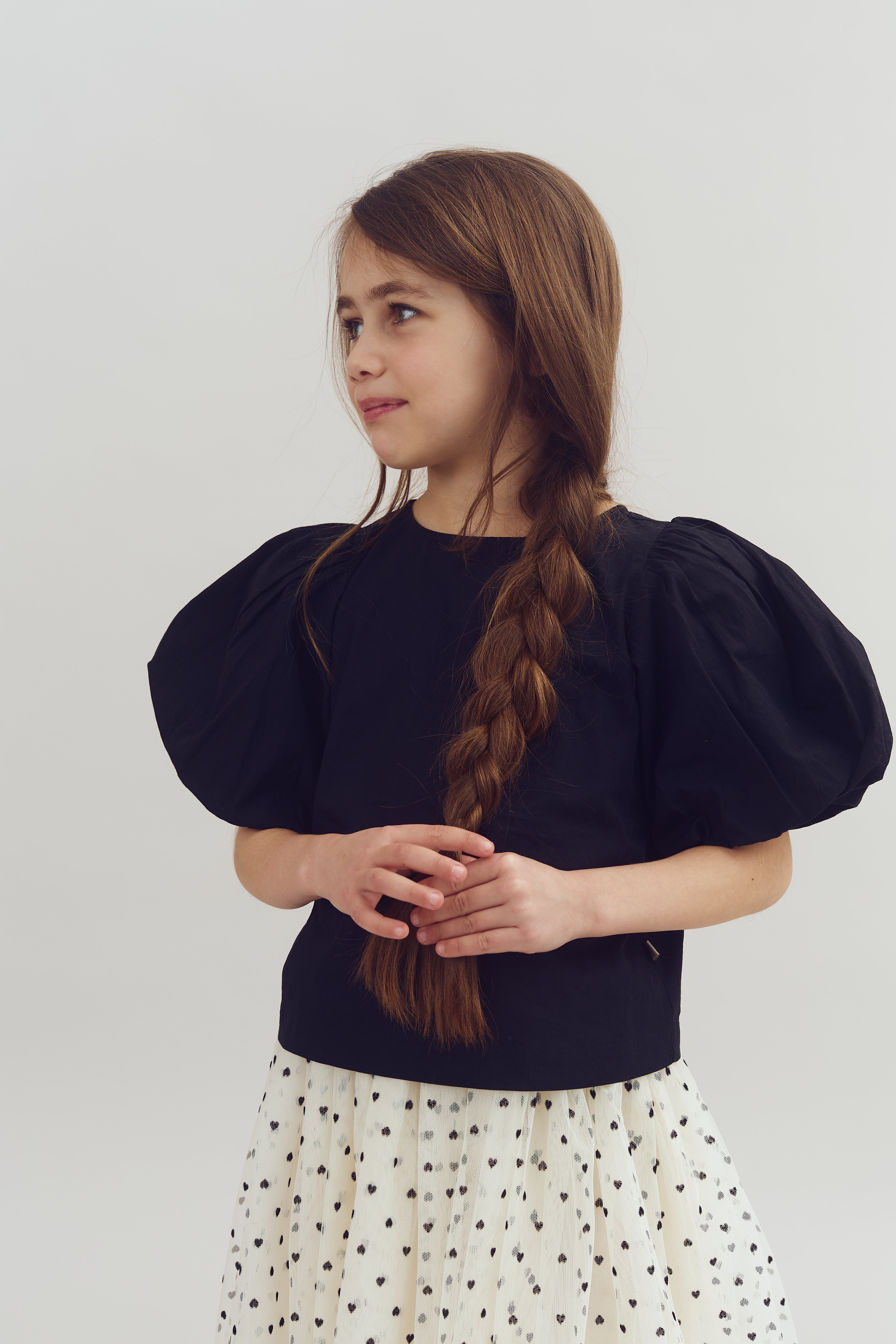 Bubble-sleeve Poplin blouse - Black | 100231 Laura