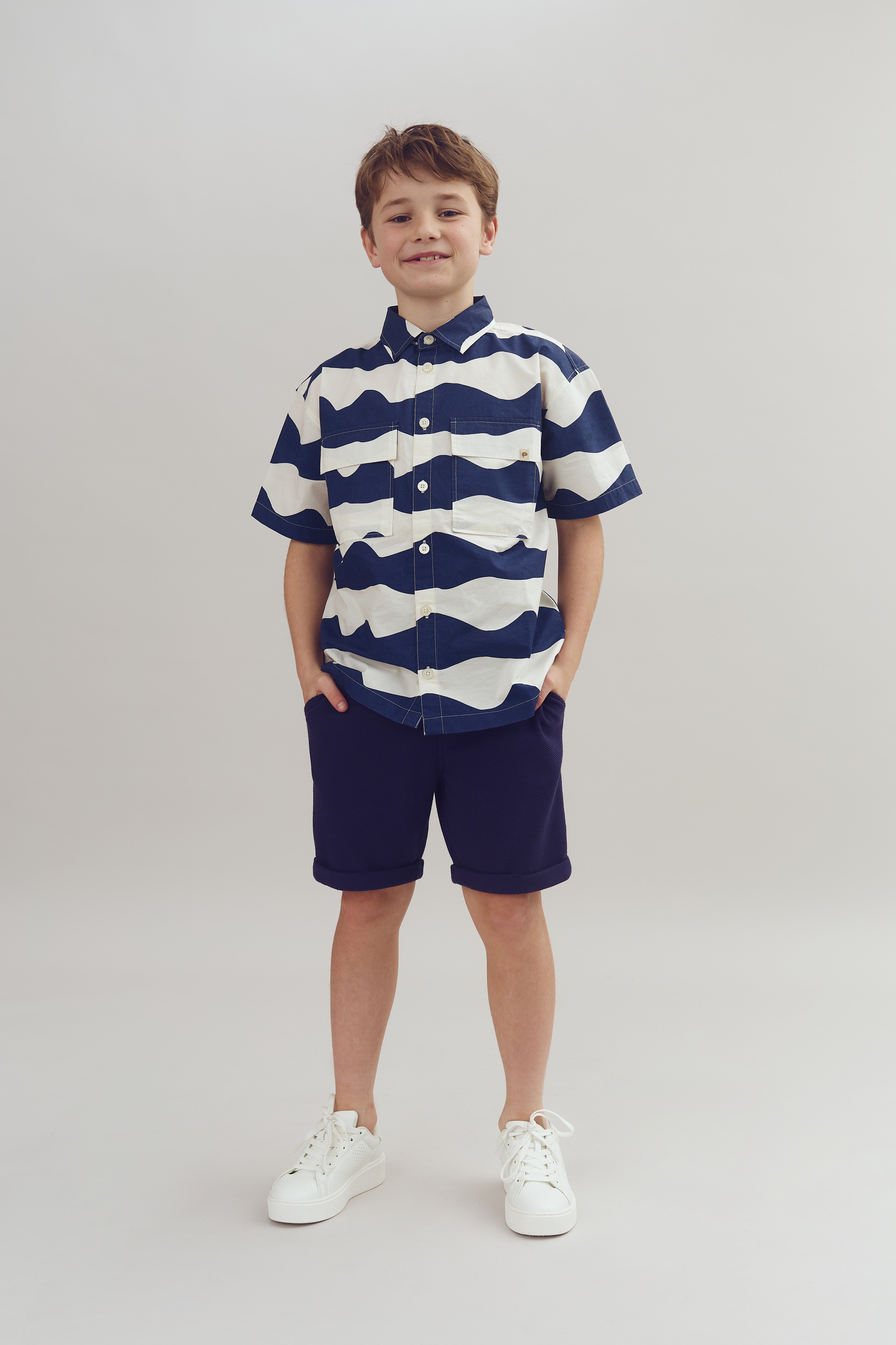 Poplin Wave Shirt - Blue | 100403 Kean