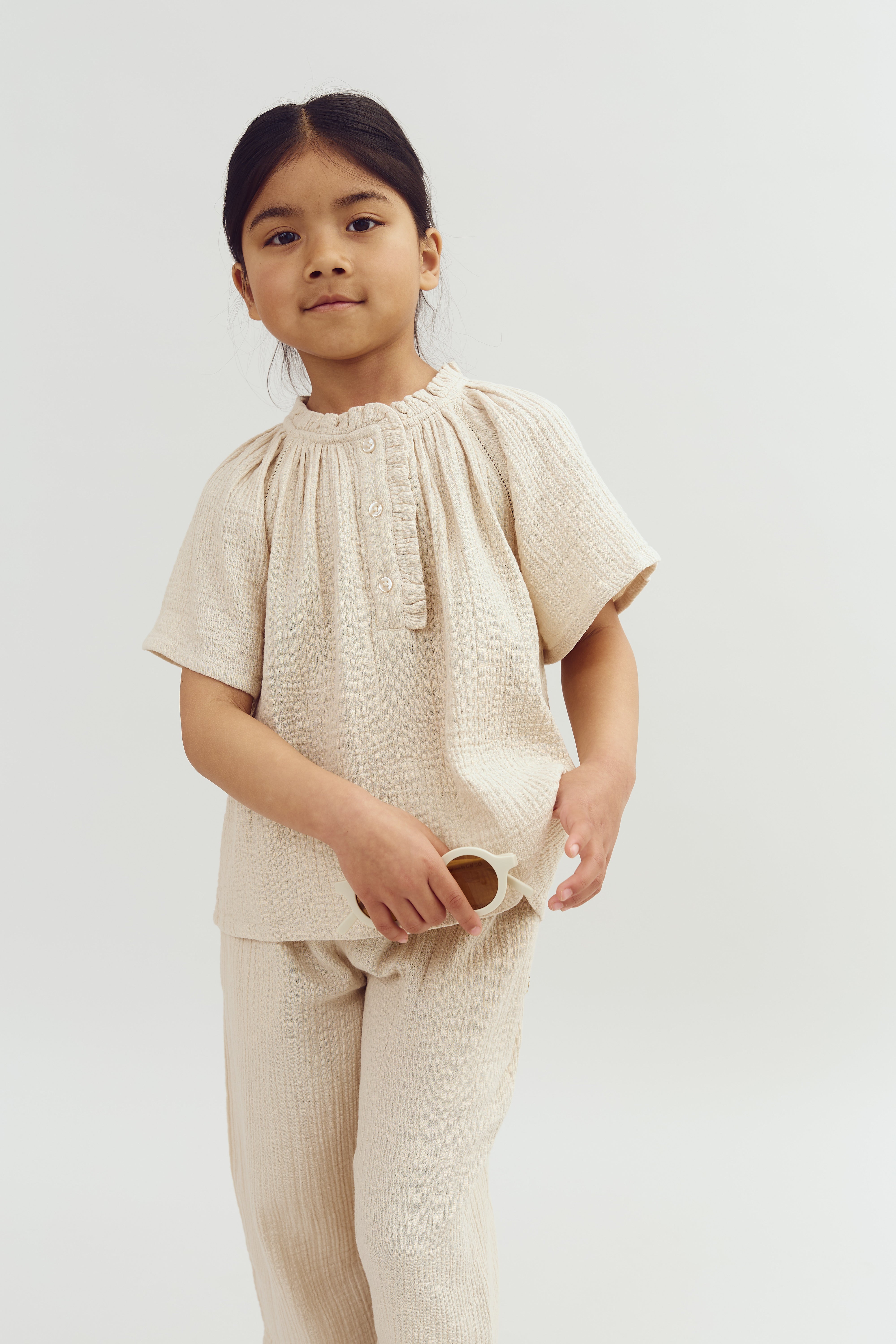 Muslin Cropped Trousers - Light Beige | 100241 Ella