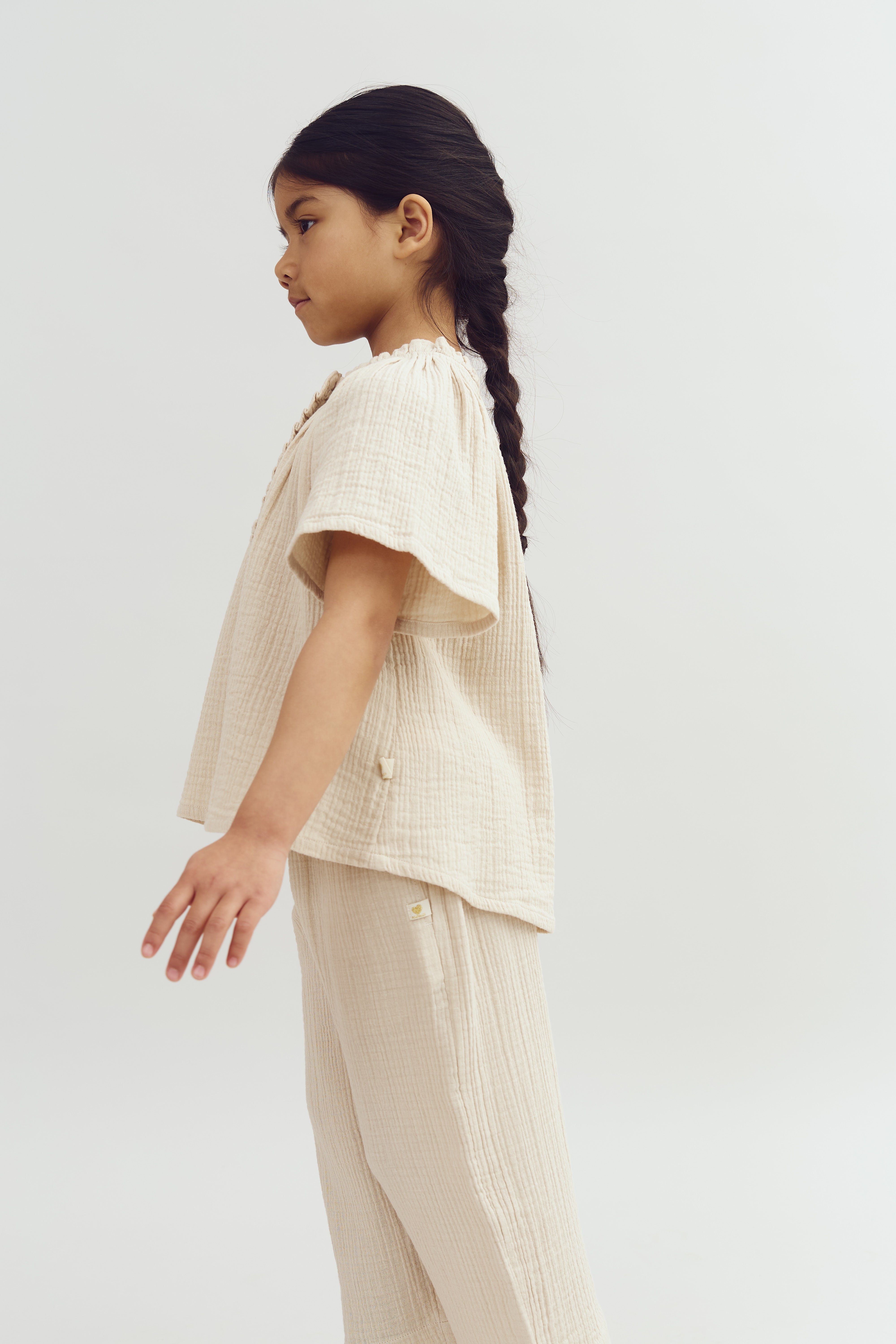 Muslin Cropped Trousers - Light Beige | 100241 Ella