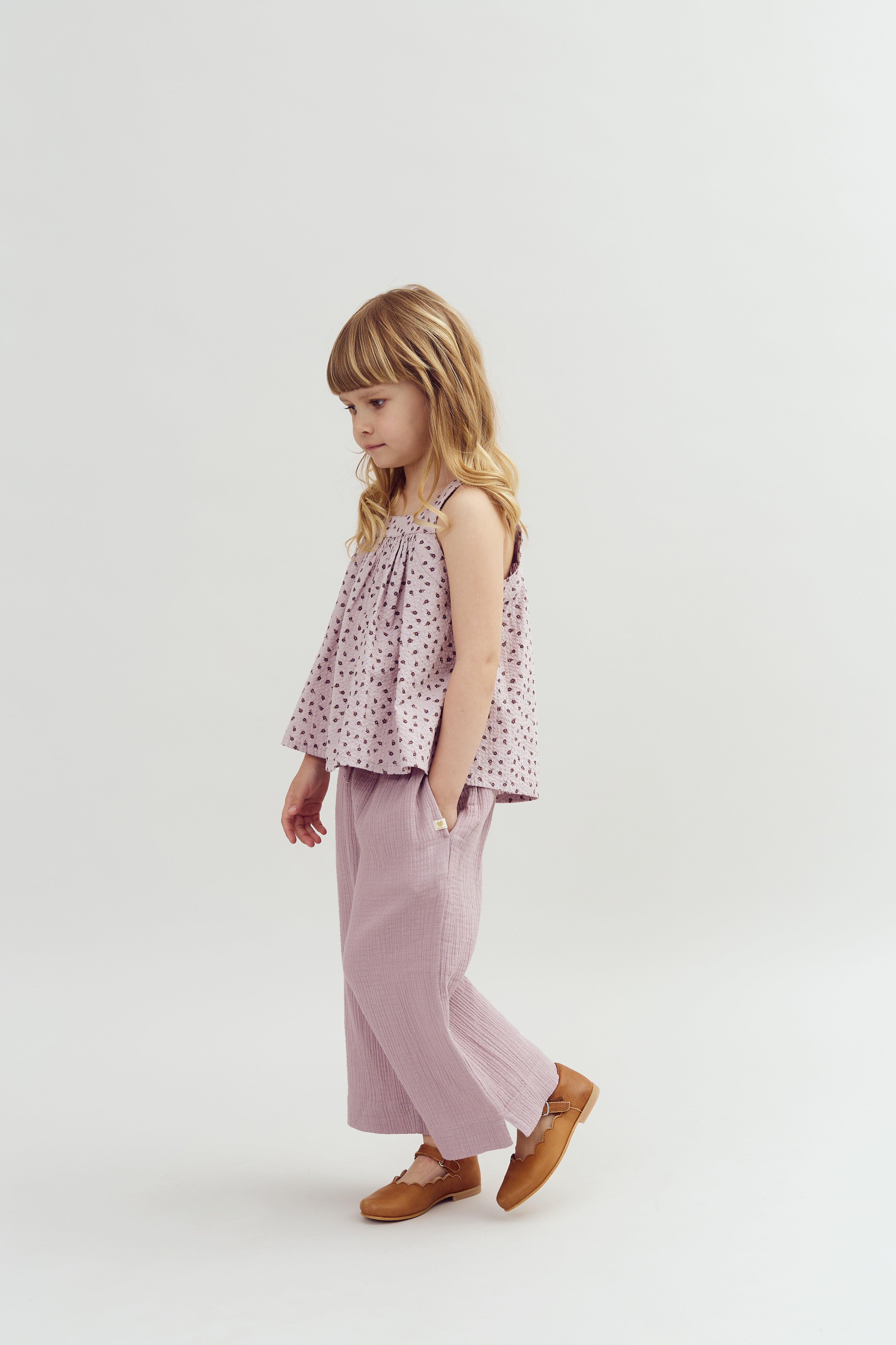 Muslin Cropped Trousers - Purple | 100242 Ella