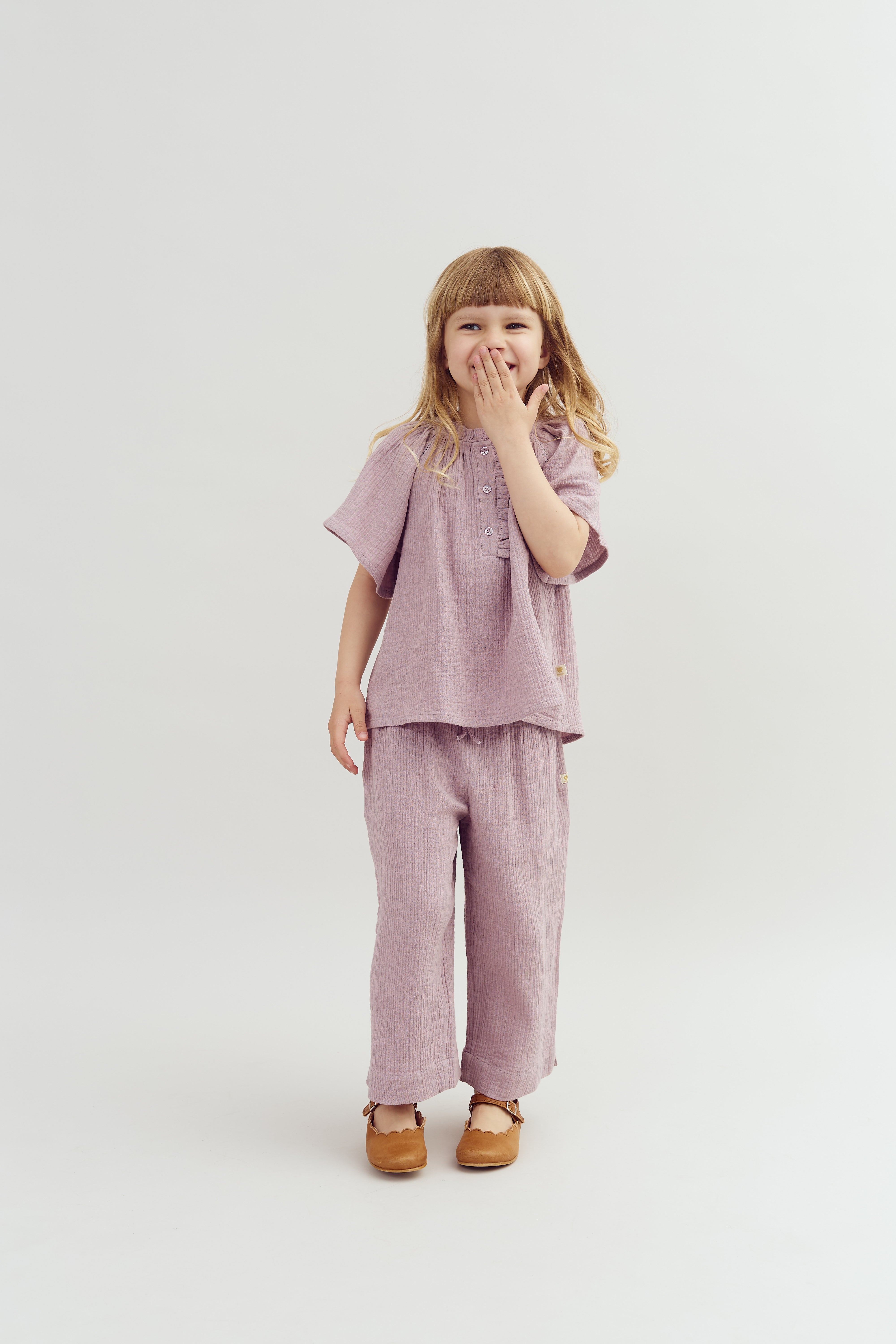 Muslin Cropped Trousers - Purple | 100242 Ella