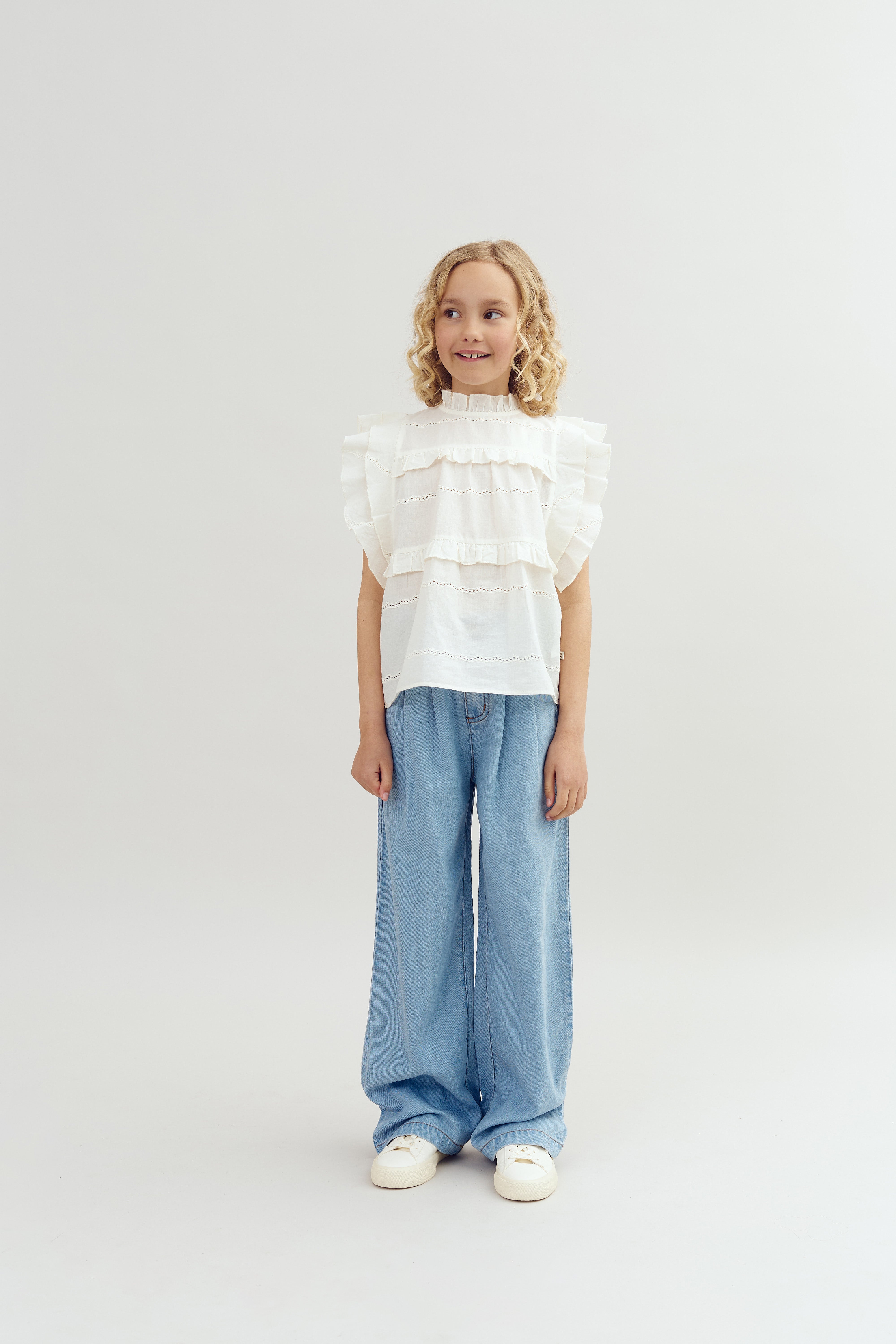 Wide-leg Soft Denim Trousers - Tween - Blue Denim | 100103 Lea
