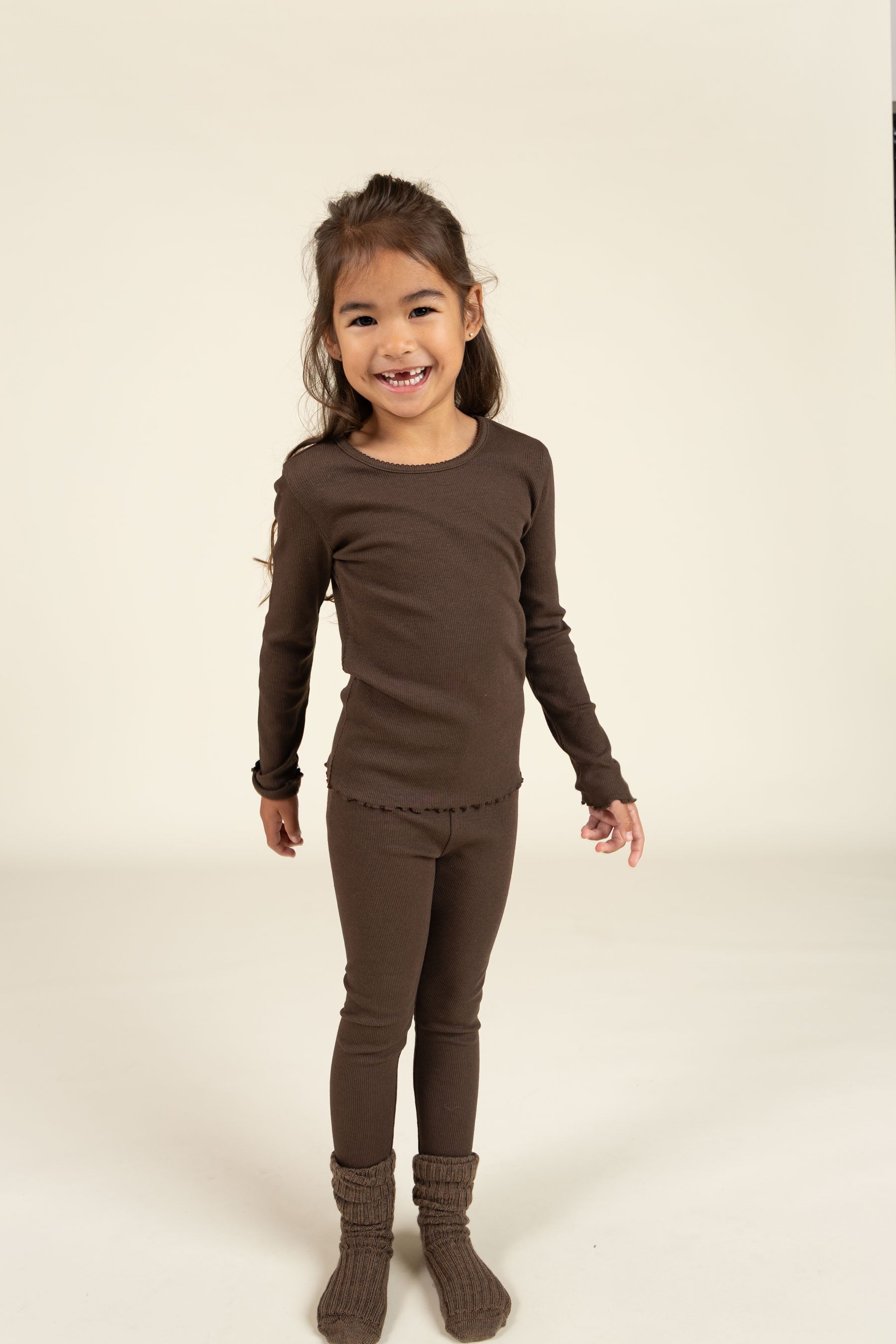 Modal Rib leggings - Kids - Chocolate | 100584 Mia