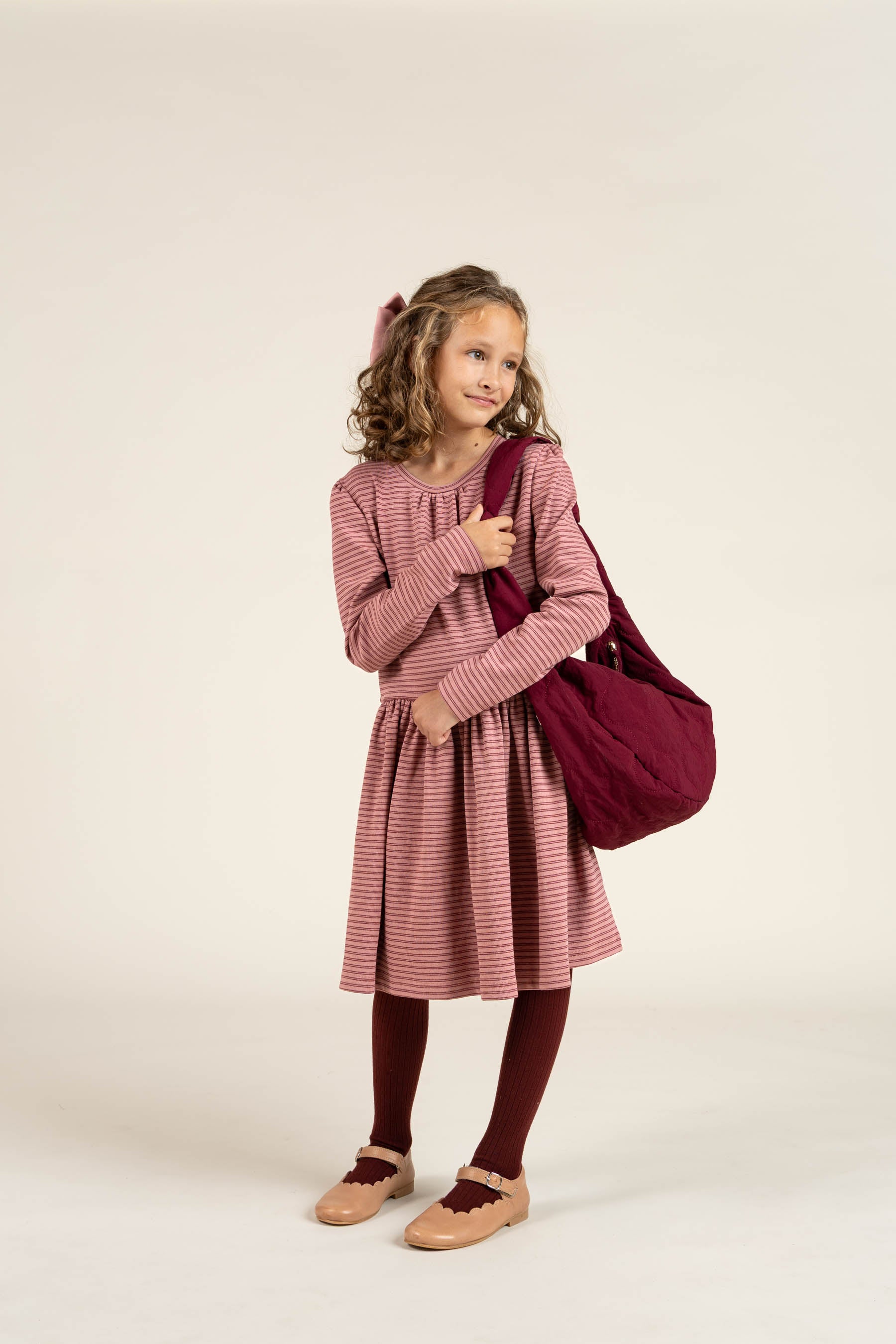 Striped Jersey Dress - Tween - Rose Stripe | 100651 Elise