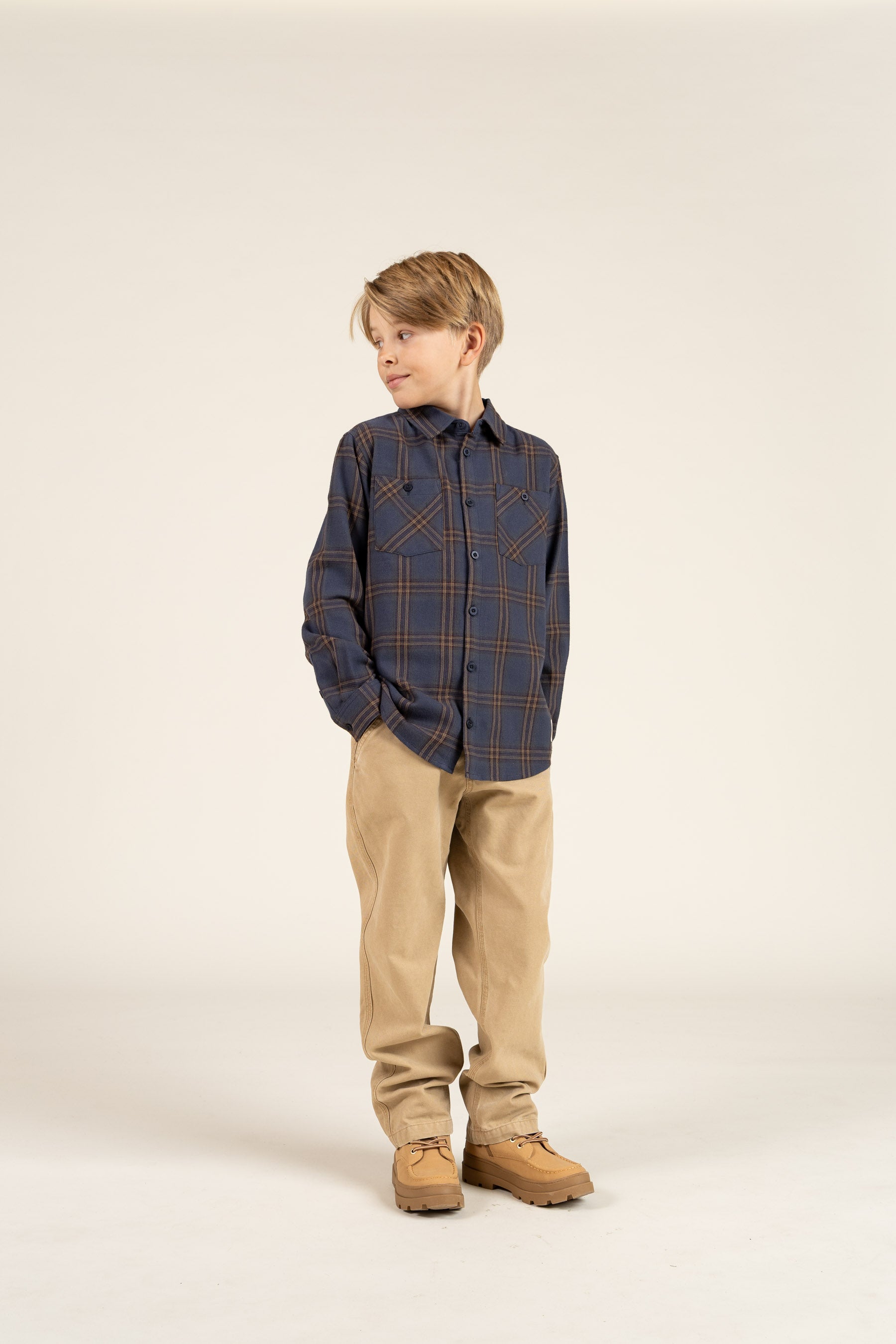 Checked Flannel Shirt - Tween - Navy Check | 100528 Henry