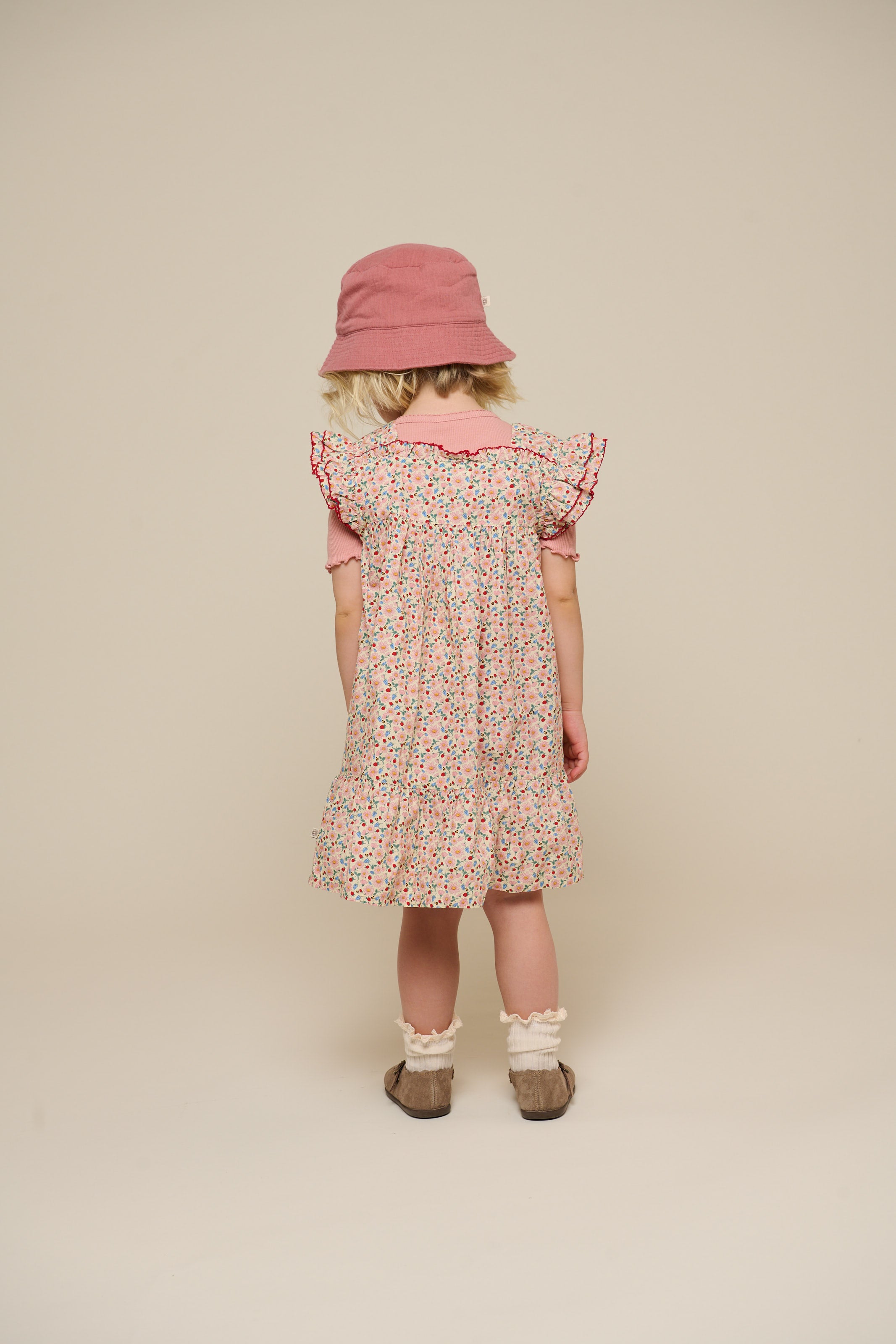 Flower Printed Poplin Dress - Kids - Rose | 100960 Poppy
