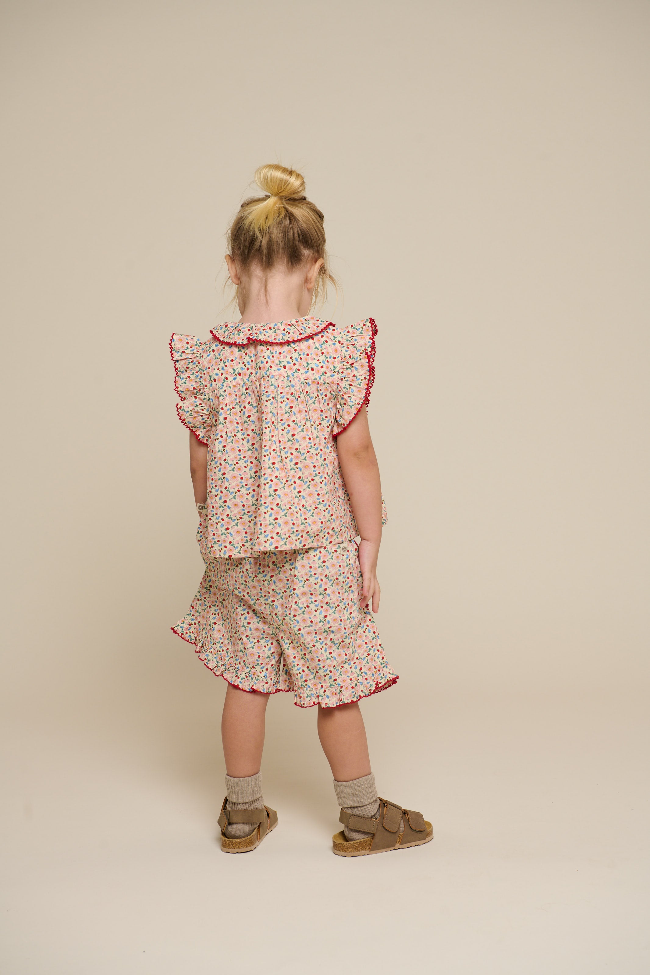 Flower Printed Poplin Shorts - Kids - Rose | 100956 Poppy