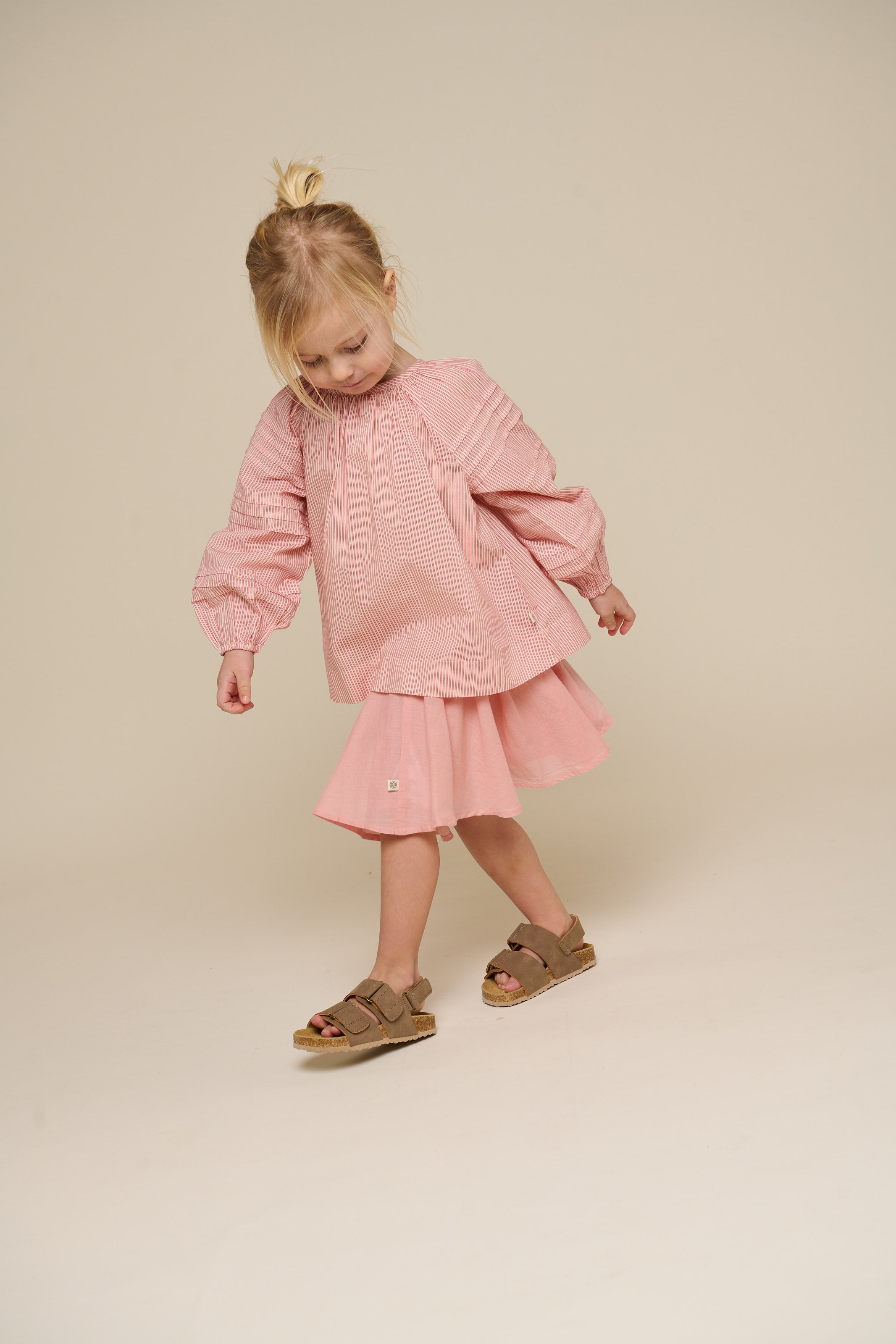 Long Sleeve Striped Blouse - Kids - Offwhite/Cherry Red | 100990 Willa