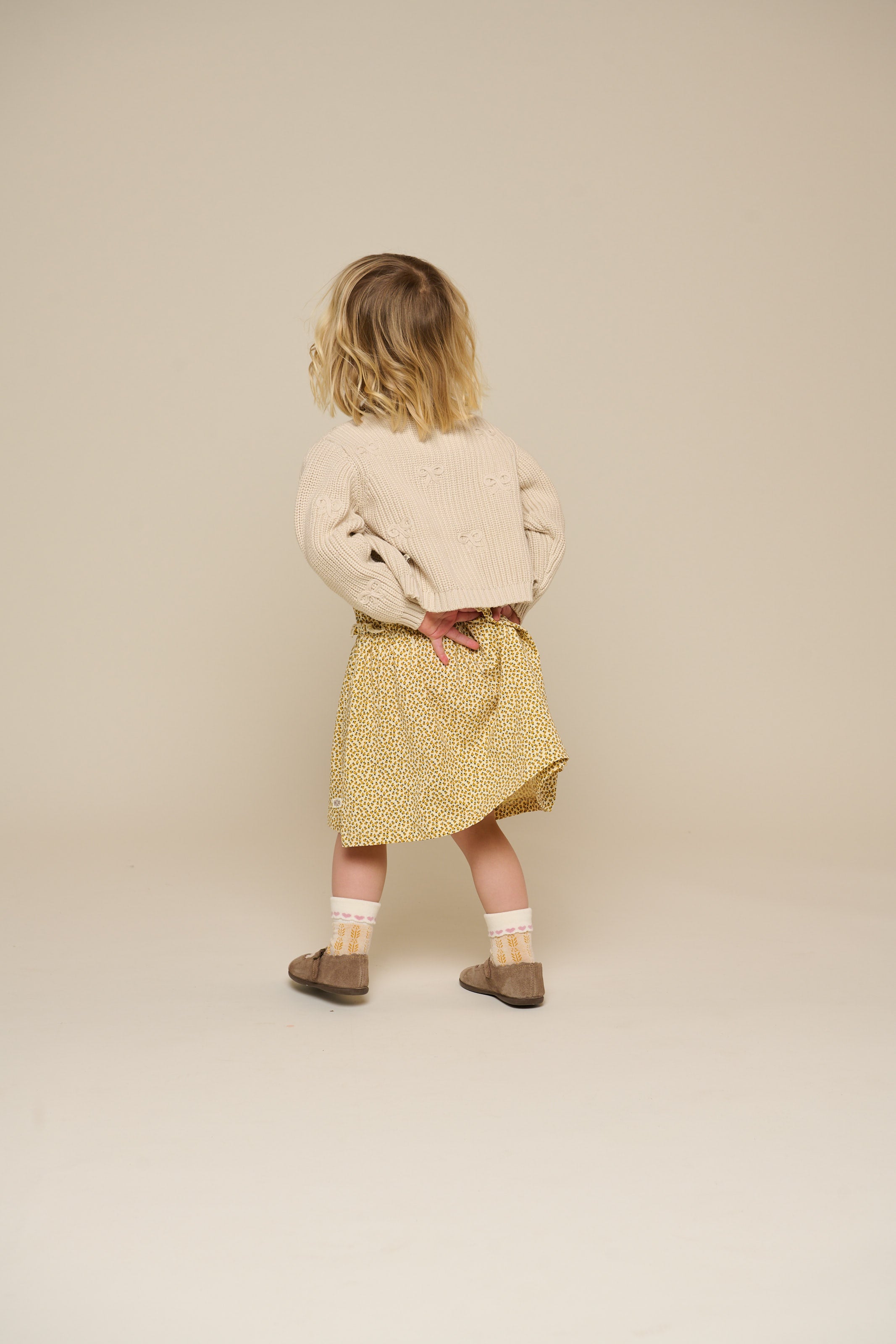 Cotton Knit Cardigan with Bows - Kids - Nature | 100790 Freya