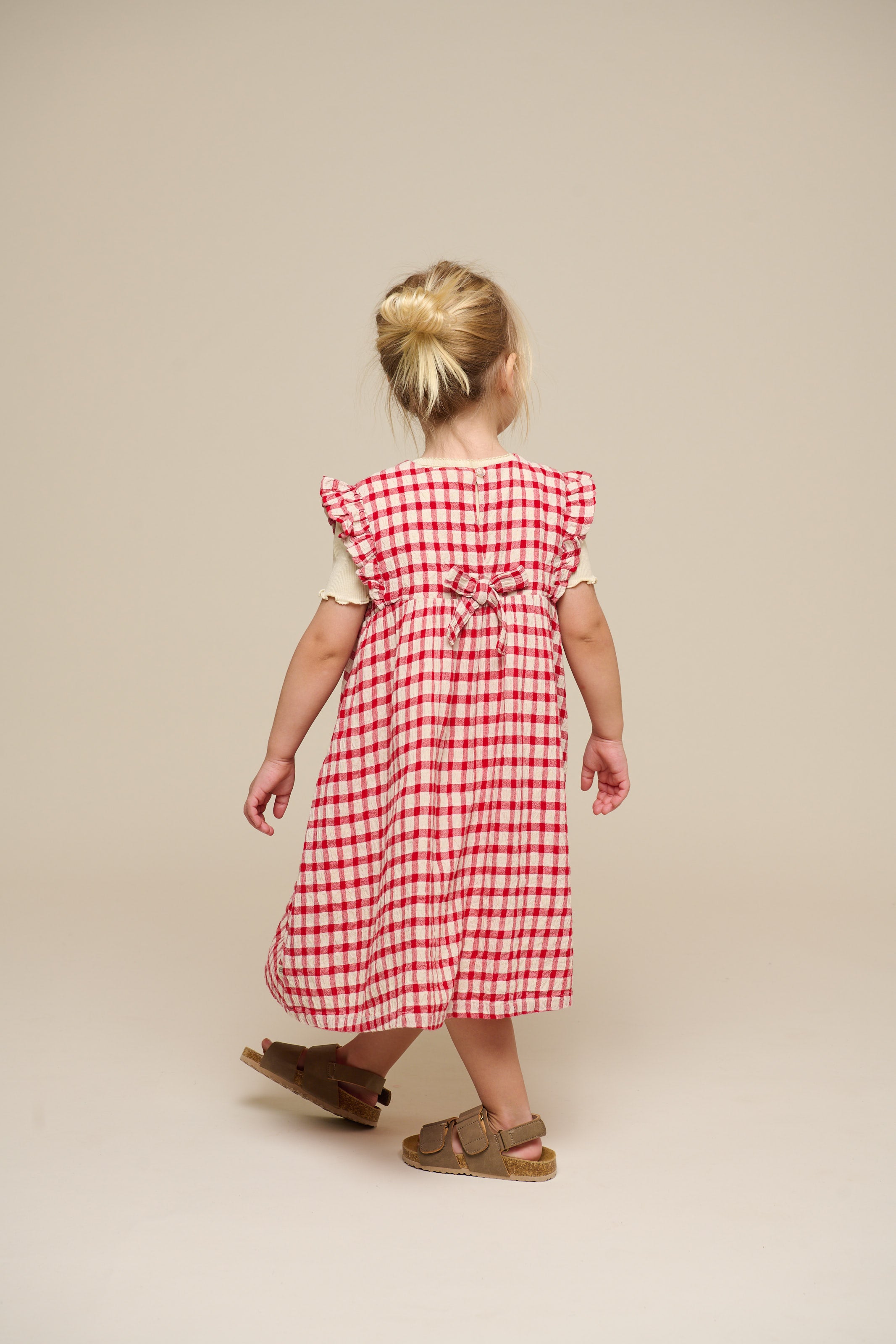 Checked Cotton Dress - Kids - Cherry Red | 100904 Bonnie