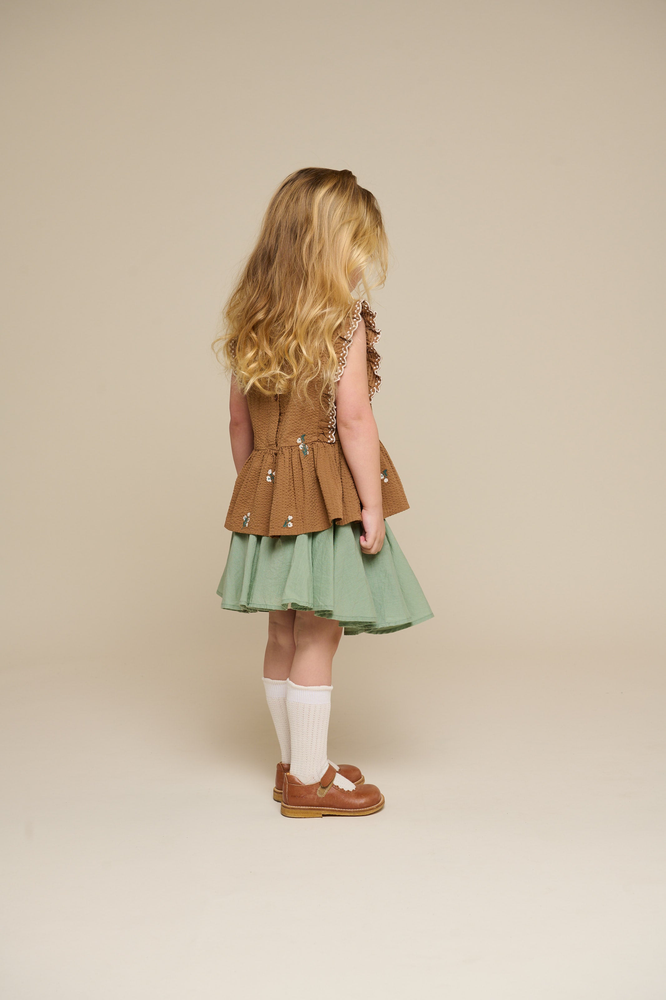 Embroidered Seersucker Top - Kids - Coconut | 100982 Nora