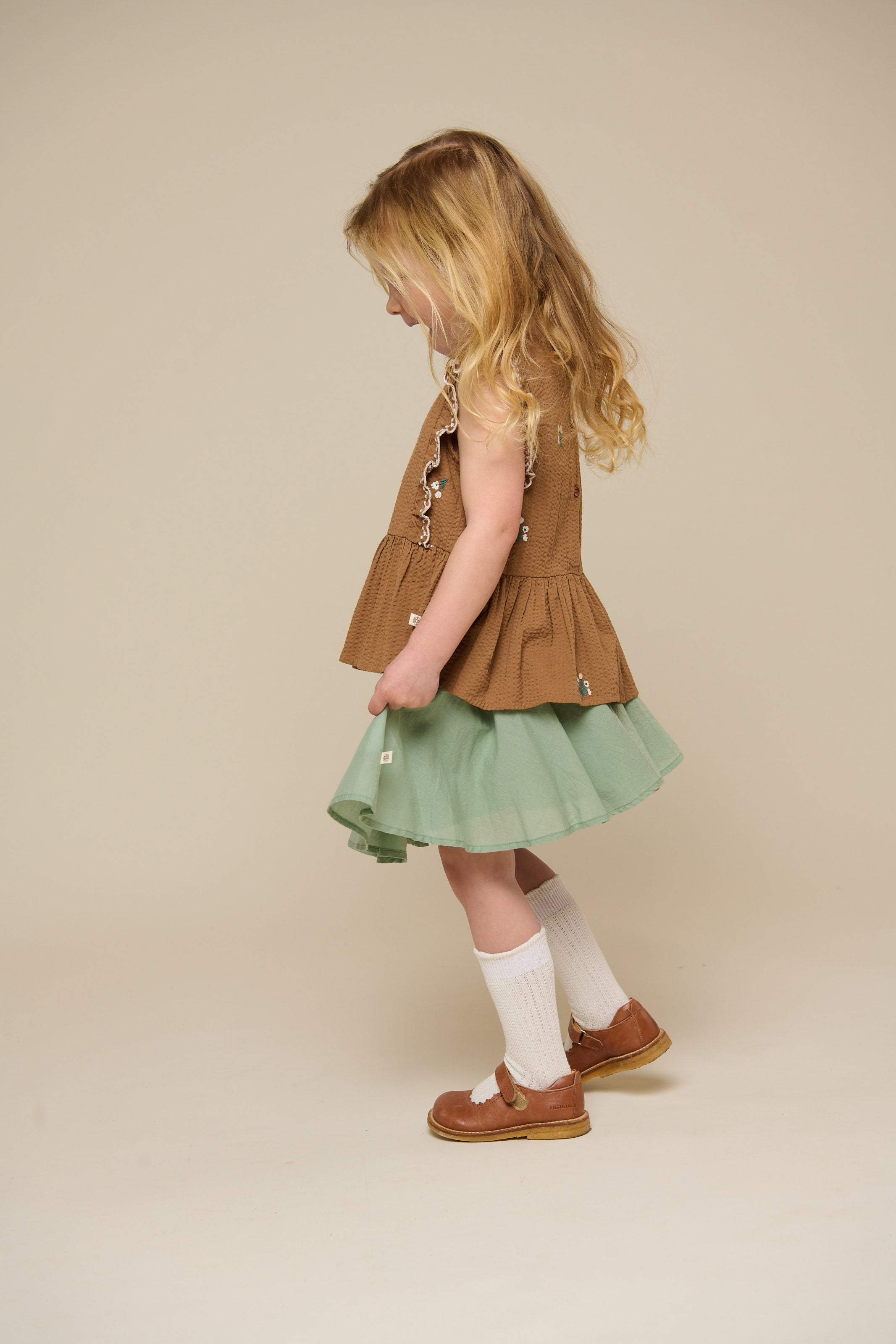 Embroidered Seersucker Top - Kids - Coconut | 100982 Nora