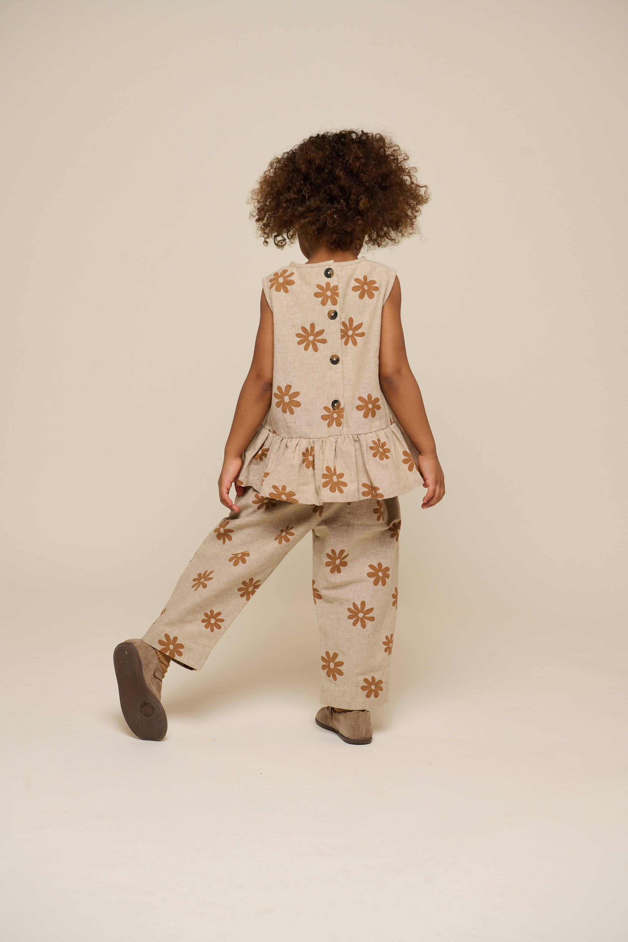 Printed Cotton Trousers - Kids - Sand | 101207 Molly