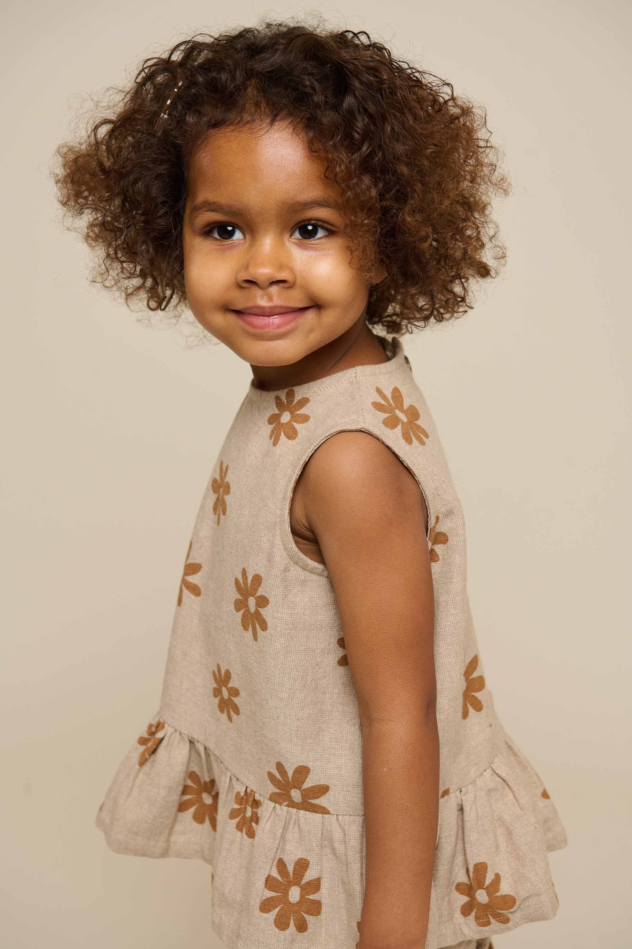 Printed Cotton Top - Kids - Sand | 101205 Molly