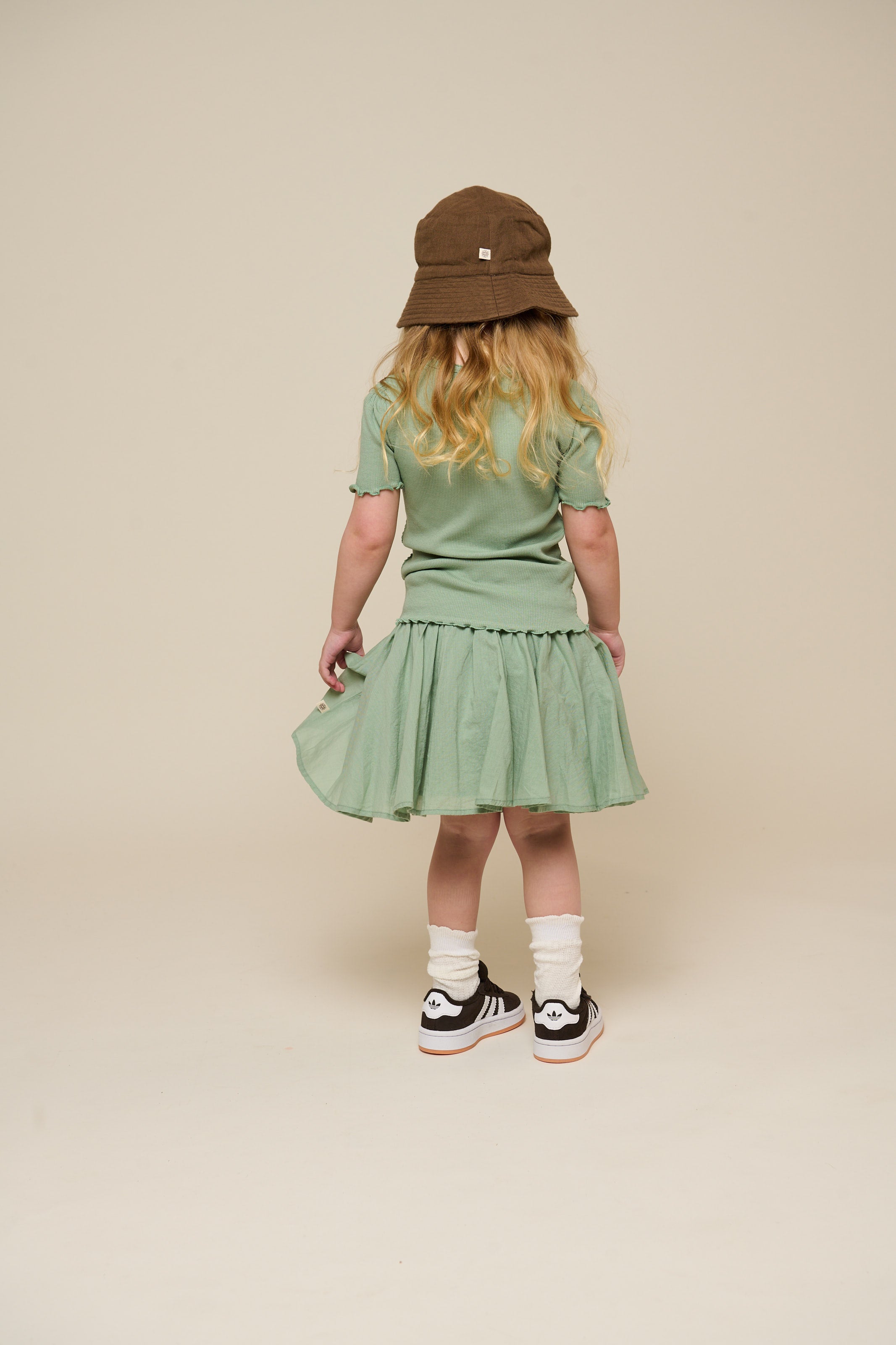 Cotton Skirt with Ric Rac Frill - Kids - Dusty Green | 101038 Alma