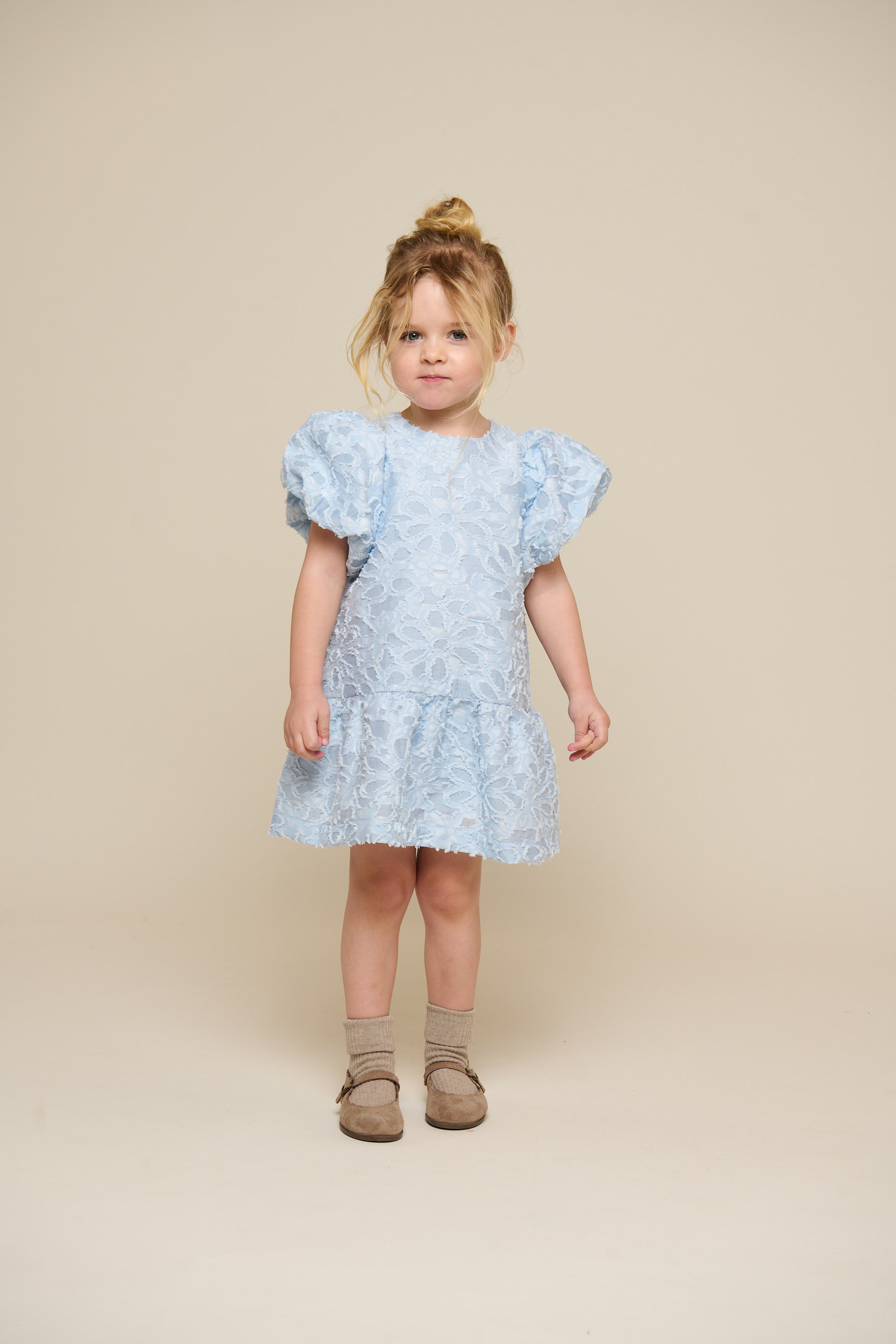 Cotton-blend Jacquard Dress - Kids - Light Blue | 100994 Giselle