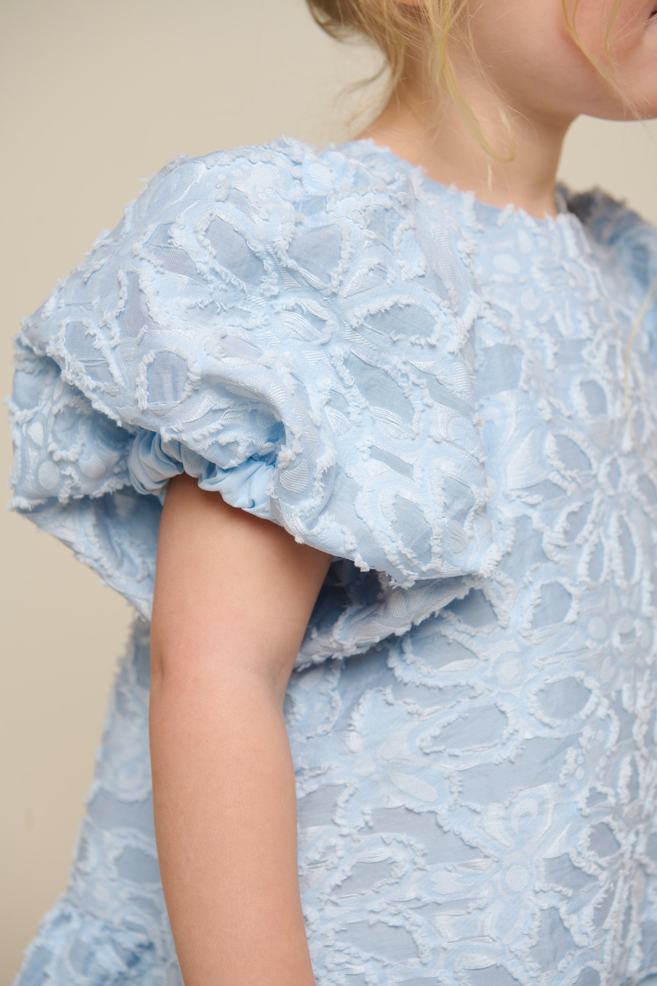 Cotton-blend Jacquard Dress - Kids - Light Blue | 100994 Giselle