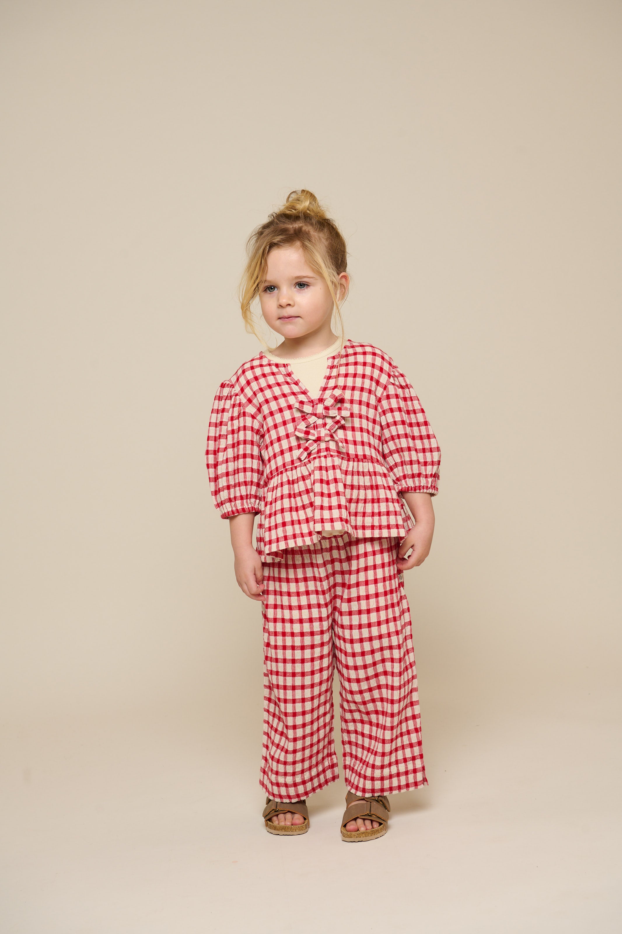 Checked Cotton Blouse - Kids - Cherry Red | 100908 Bonnie