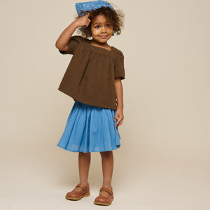 Gauze Short Sleeve Blouse - Kids - Dark Brown | 100916 Jasmine
