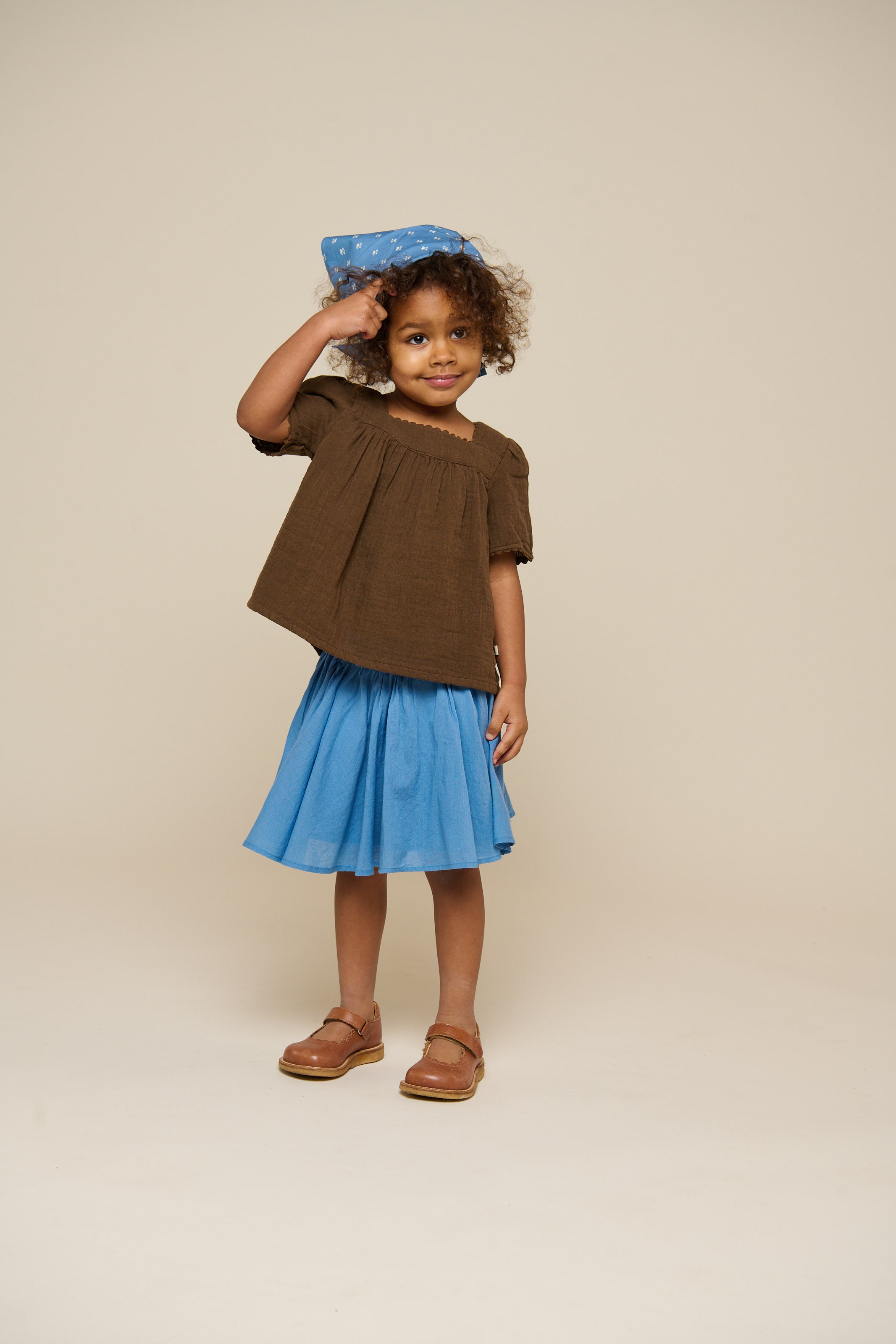 Gauze Short Sleeve Blouse - Kids - Dark Brown | 100916 Jasmine